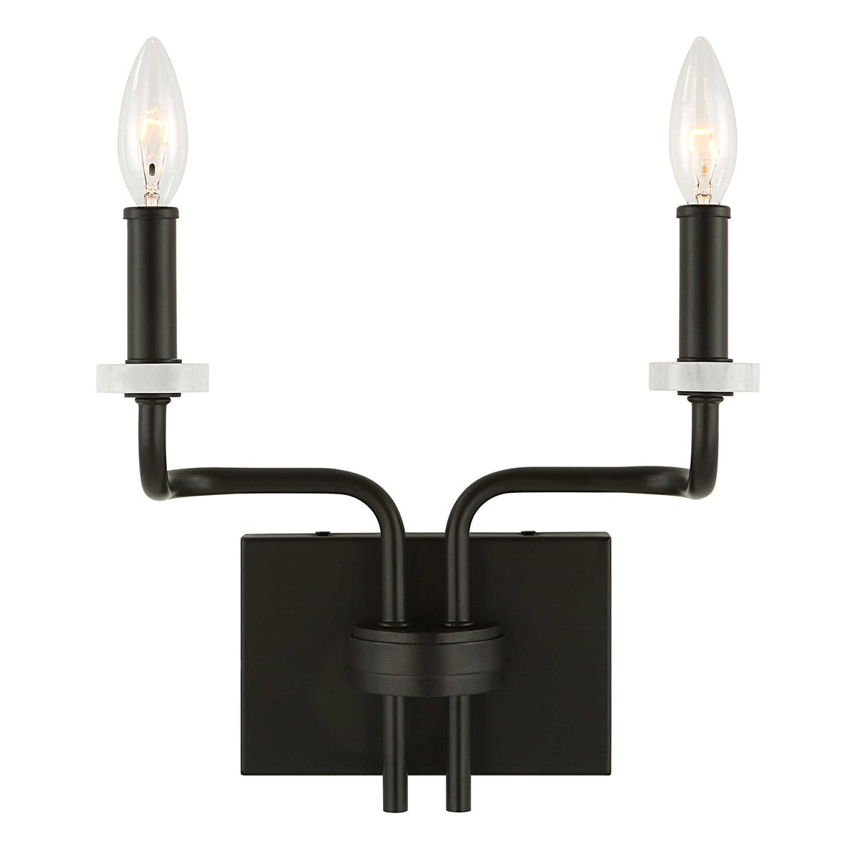 Ebony Elegance 2Lt Sconce - Modern Black Wall Light Fixture for Bedroom, Hallway & Living Room Lighting