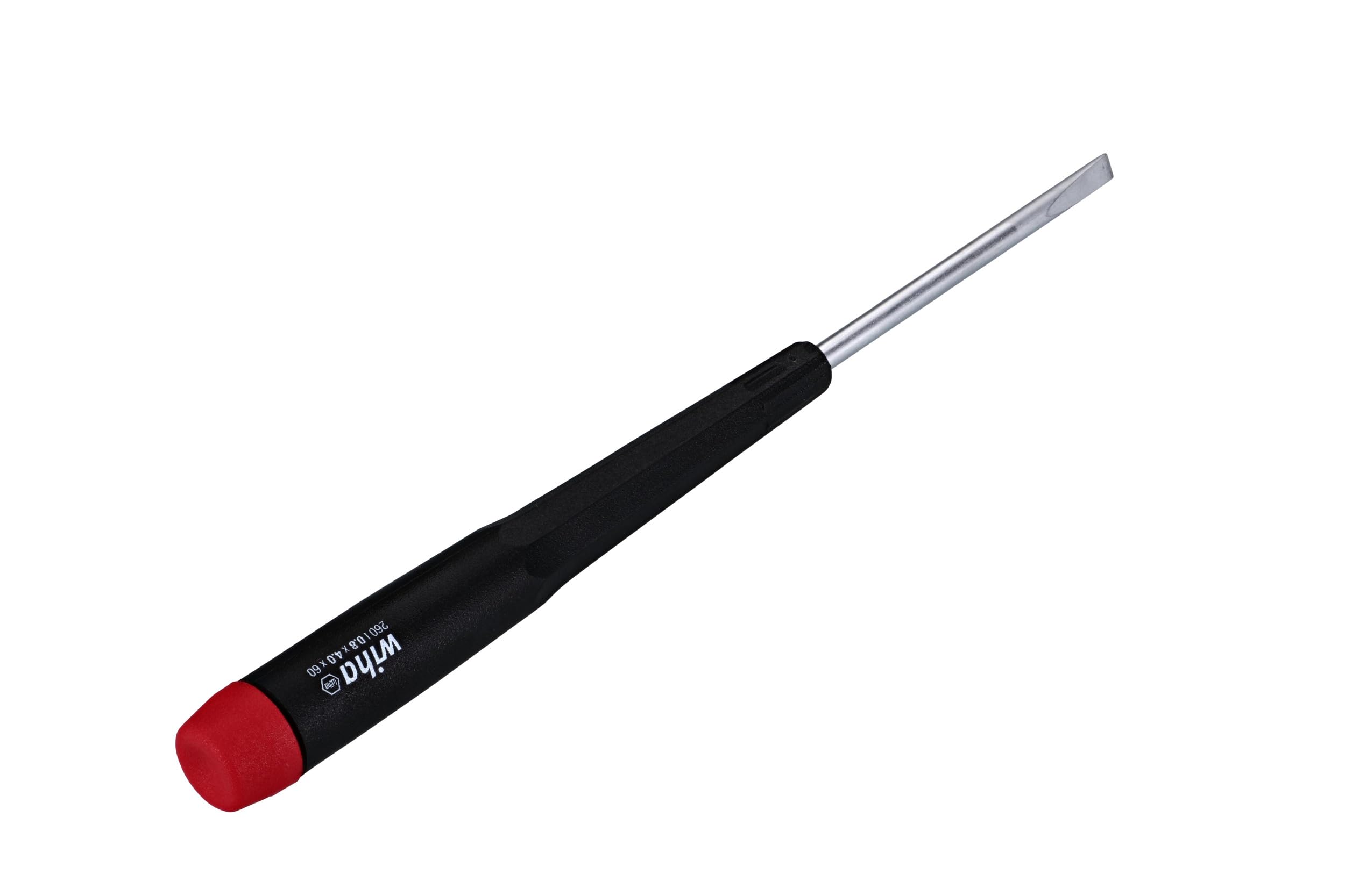 Wiha 26040 4.0 x 60mm Slotted Screwdriver with Ergonomic Precision Handle - Perfect for Electronics Repair, Jewelry Making & DIY Projects