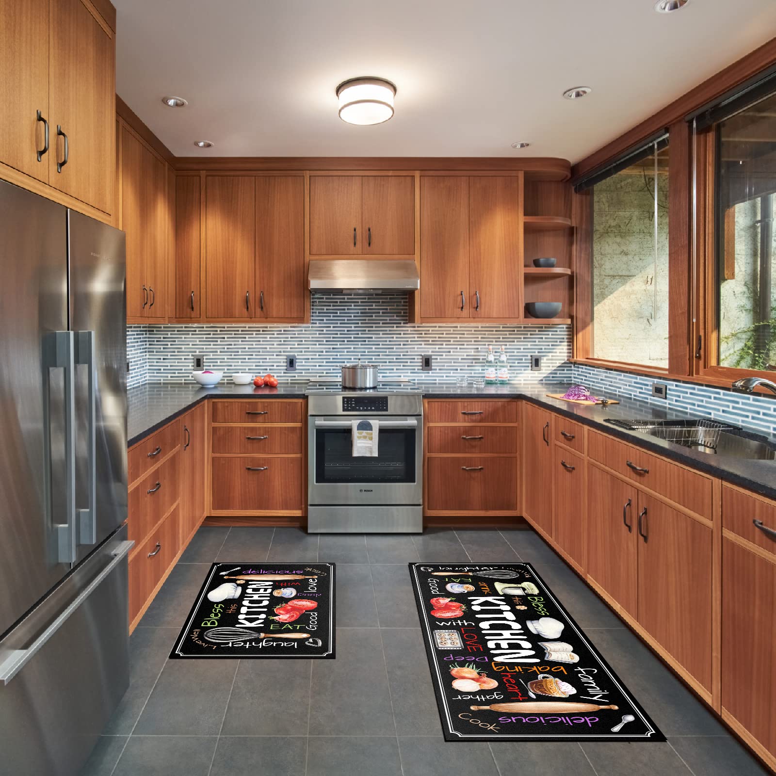 Non-Slip Kitchen Mat Set of 2 - Extra Thick Comfort Floor Mats for Standing - 17