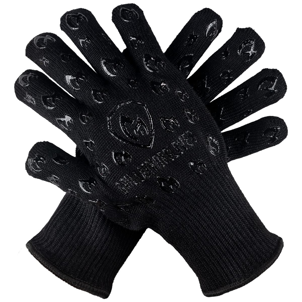 Grill Armor Heat Resistant Oven Gloves - 932°F Extreme Heat & Cut Proof BBQ Mitts for Grilling, Baking, Cooking - Perfect for Smoker, Cast Iron, Fire Pit, Camping & Fireplace Safety (Pair) - Ideal for Outdoor Cooking, Backyard BBQs & Kitchen Protection