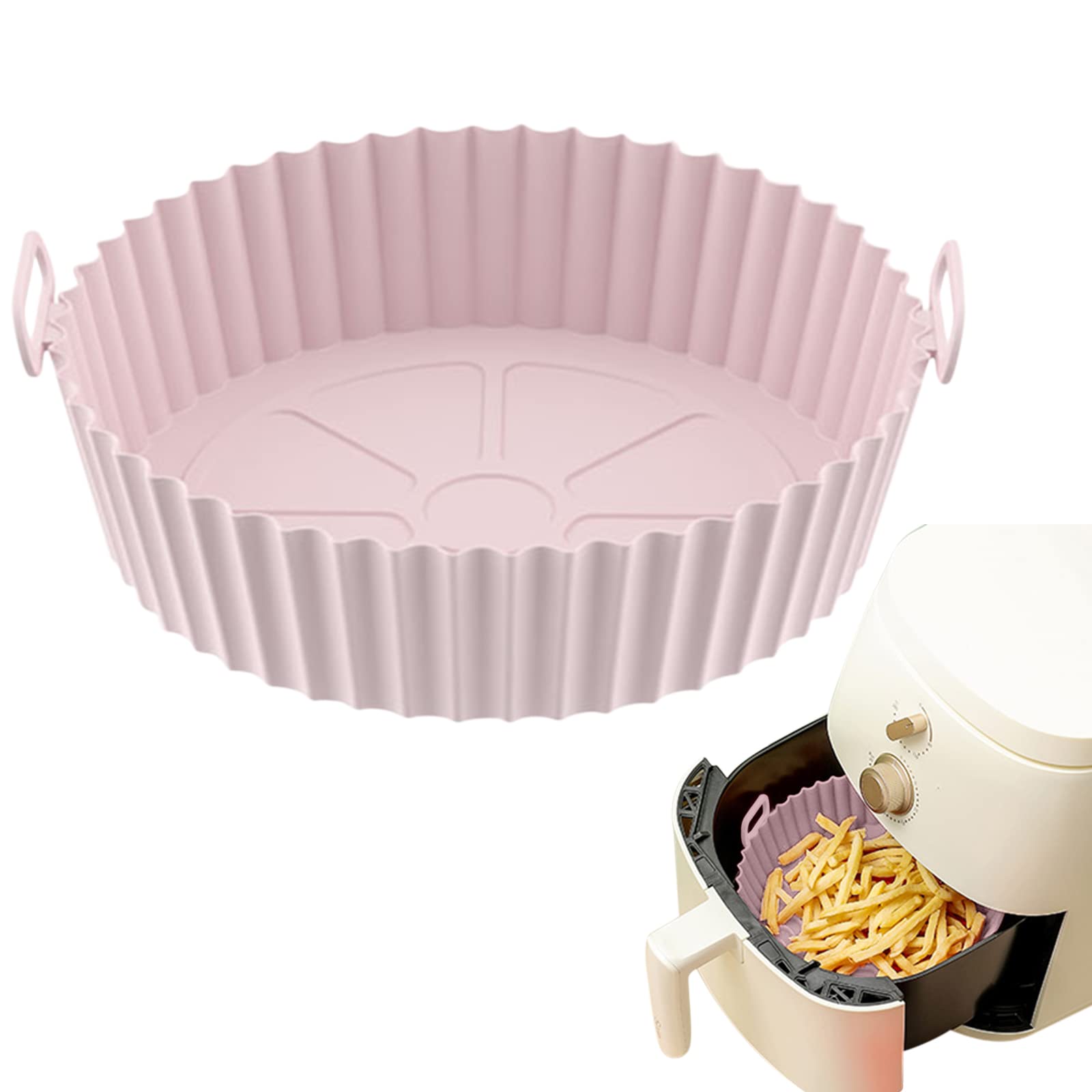 Non-Toxic Silicone Air Fryer Basket Liner - Reusable, Dishwasher Safe, Food Grade for Easy Cleaning - Perfect for Philips, Ninja, Cosori Air Fryers - Great for Roasting, Steaming, Microwaving (Pink, Small) - Ideal for Healthy Cooking, Meal Prep & Family Dinners