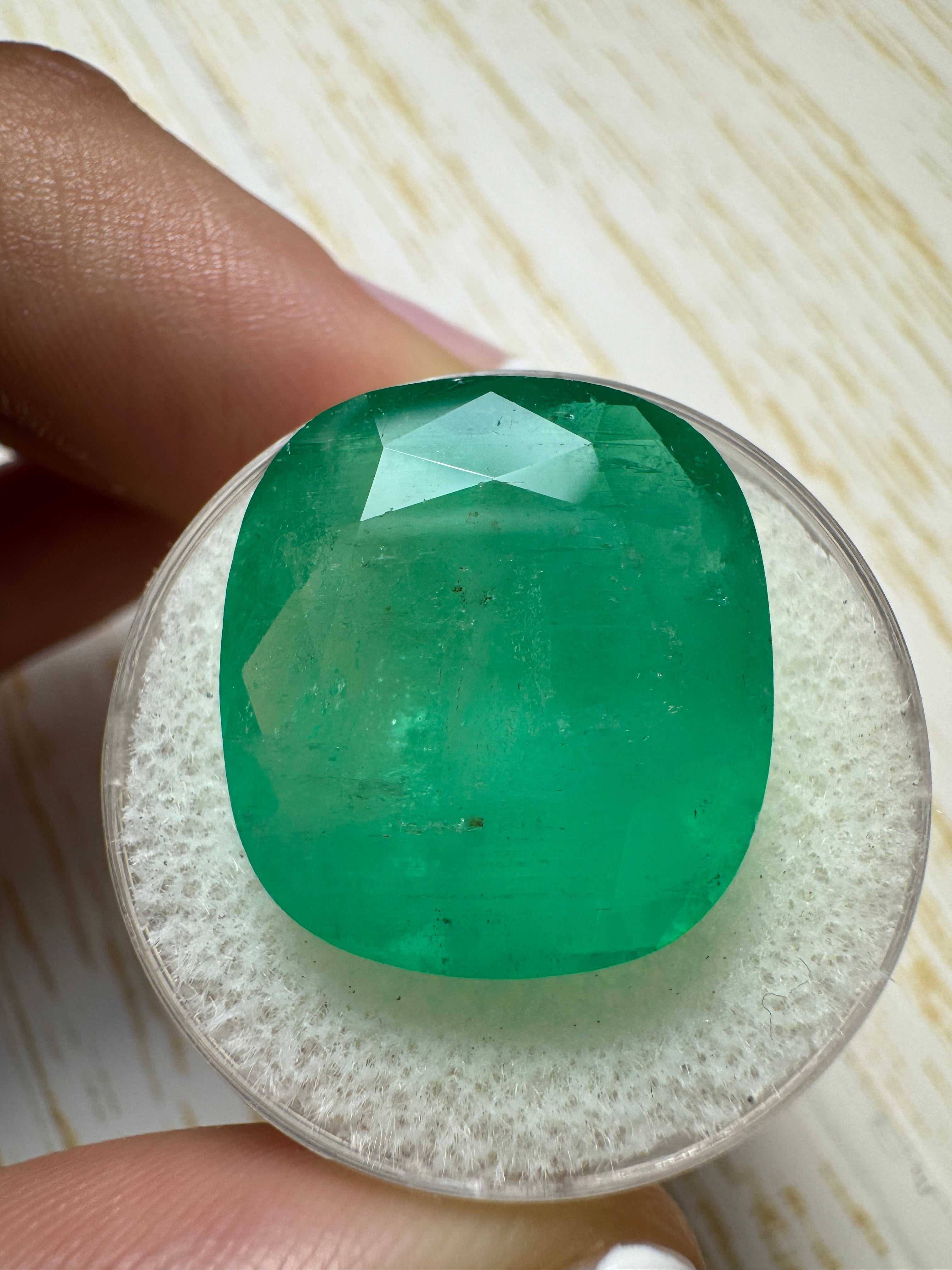 14K Gold Custom Emerald Pendant with 21.62 Carat Natural Colombian Loose Emerald - 19x17mm Earthy Green Cushion Cut Gemstone Jewelry for Women | Perfect for Weddings, Anniversaries & Special Occasions