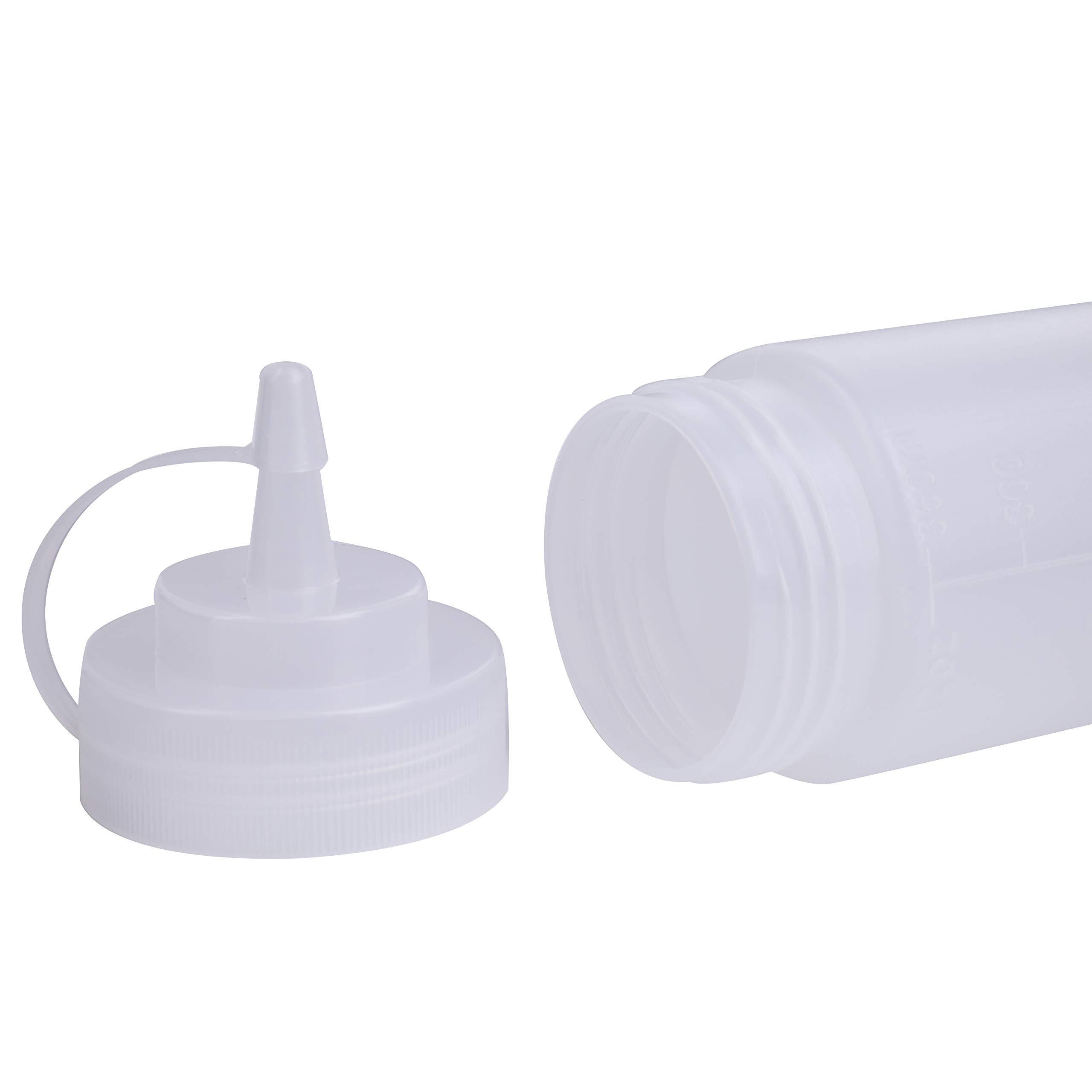 Bekith 12-Pack 12oz Plastic Squeeze Condiment Bottles with Twist-On Caps & Measurement Marks - Wide Mouth Empty Squeeze Bottles for Sauces, Ketchup, BBQ, Dressings, Paint - Perfect for Kitchen, Restaurants & DIY Crafts