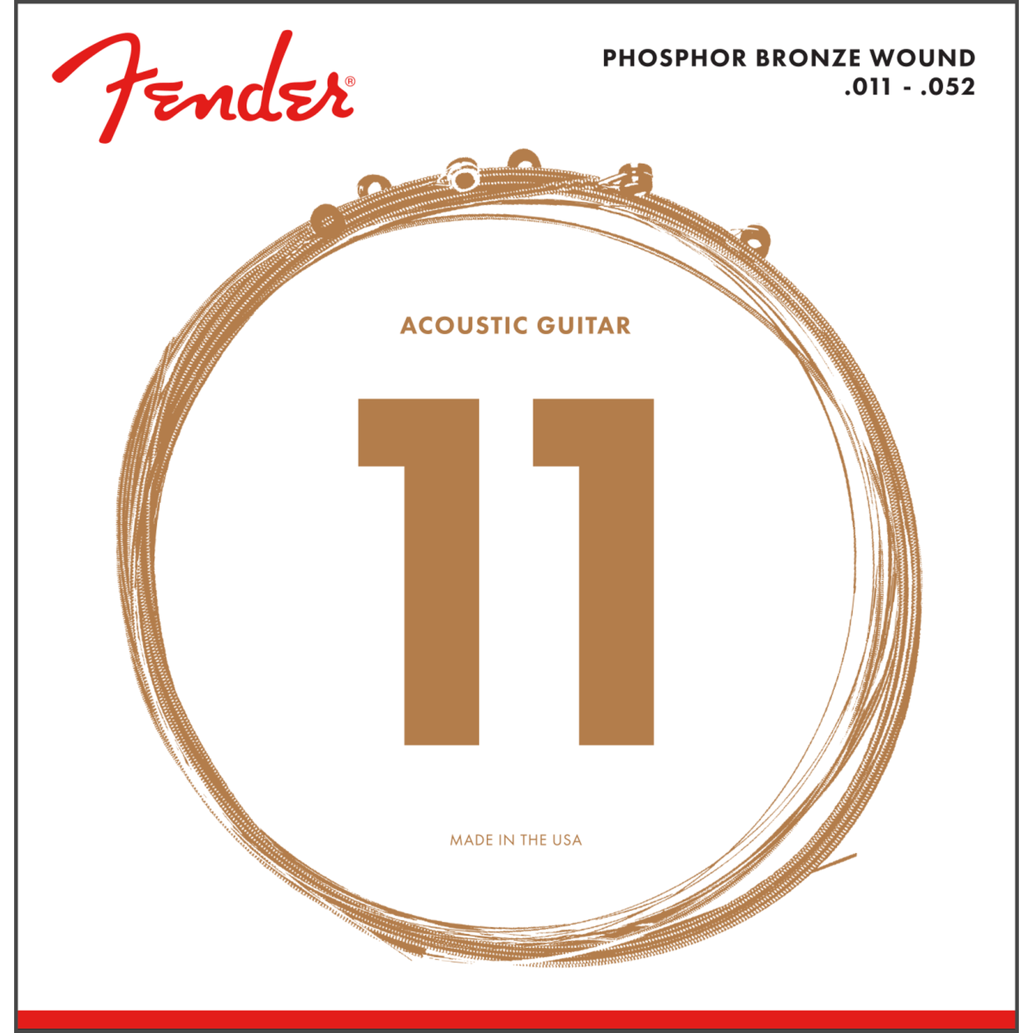 Fender 60CL Phosphor Bronze Acoustic Guitar Strings 11-52 Gauge - Premium Sound for Folk, Country & Fingerstyle Playing