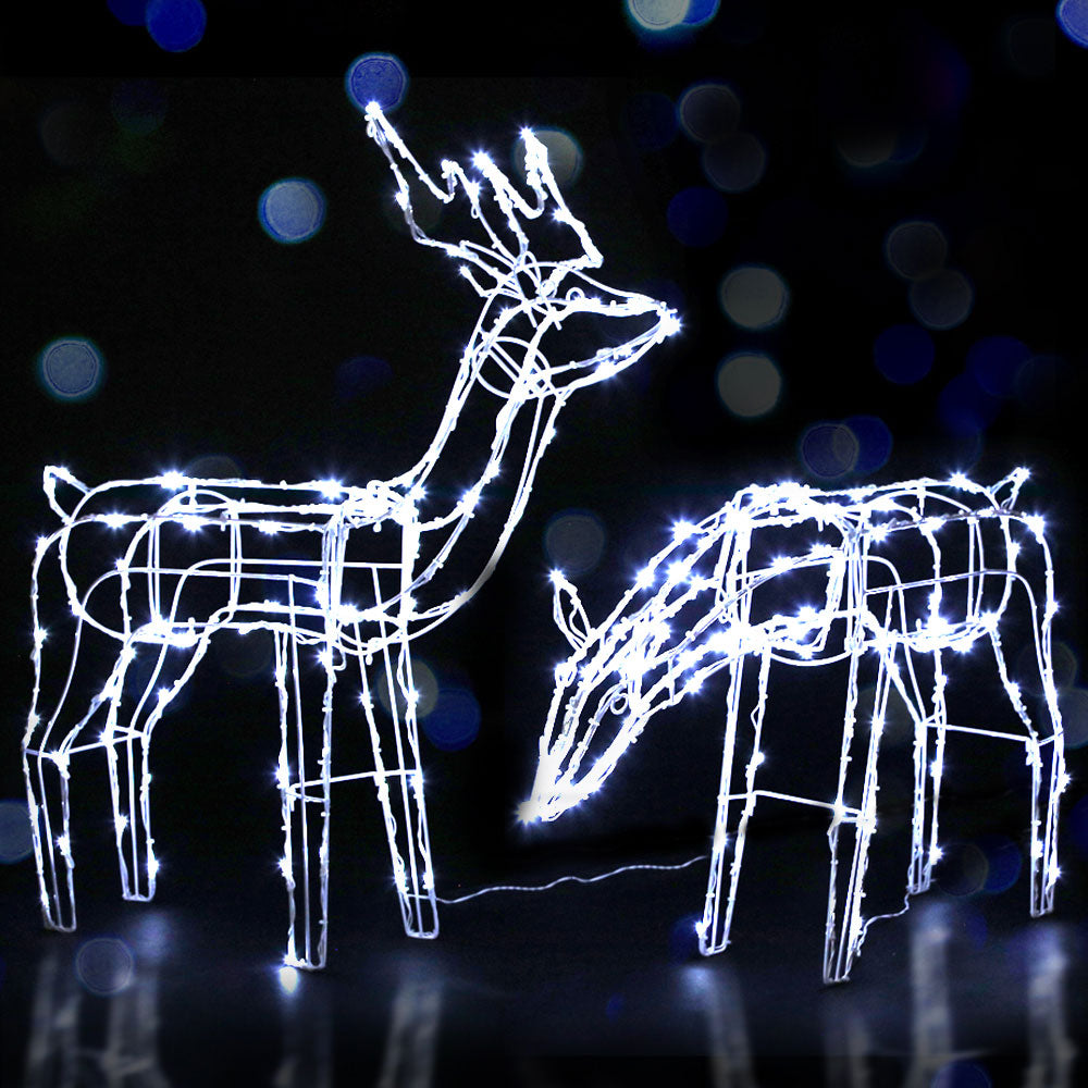 Solar Powered LED Rope Lights with Reindeer Christmas Motif - Waterproof Outdoor Holiday Decor for Garden, Patio & Yard