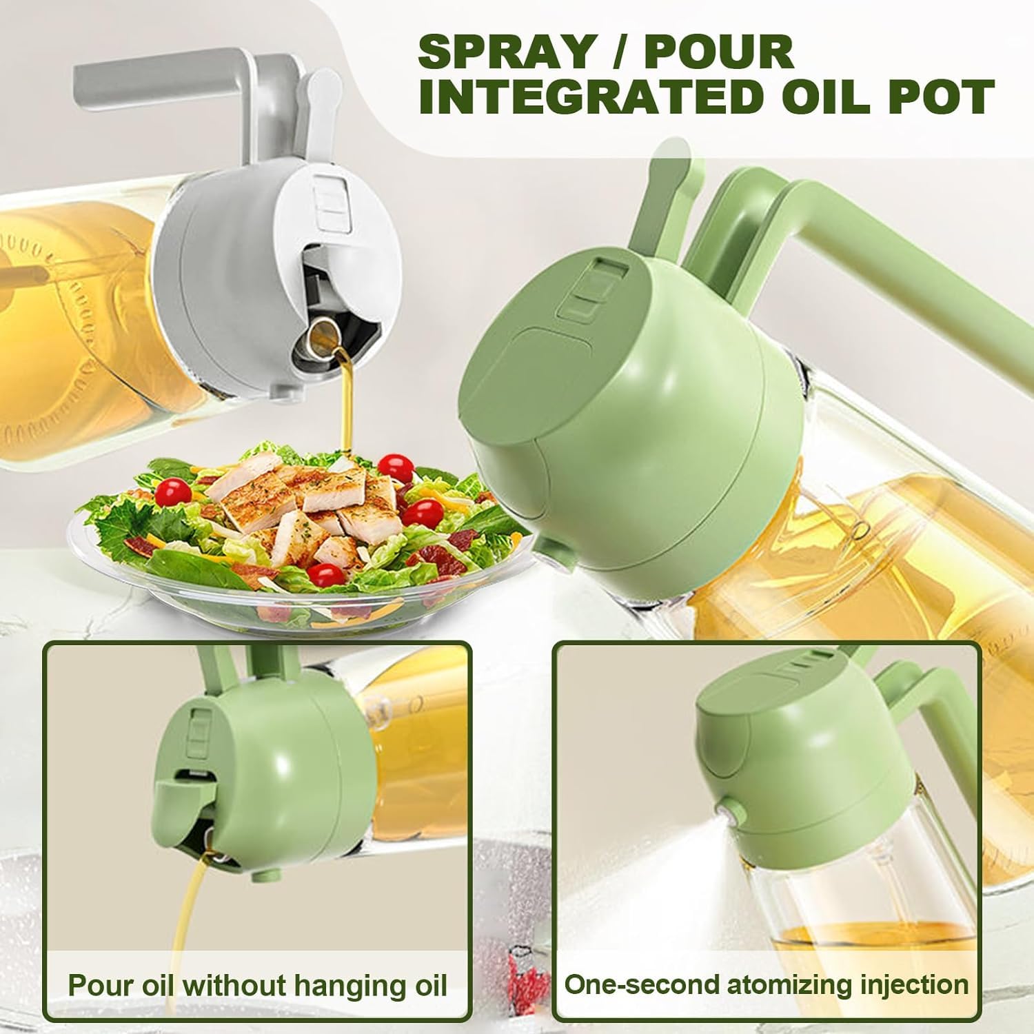 Macloom 2-in-1 Olive Oil Dispenser & Sprayer Bottle - 500ml Refillable Kitchen Oil Container for Cooking, Salad Dressing, BBQ, Baking | Non-Drip Design | Perfect for Healthy Cooking, Grilling & Meal Prep