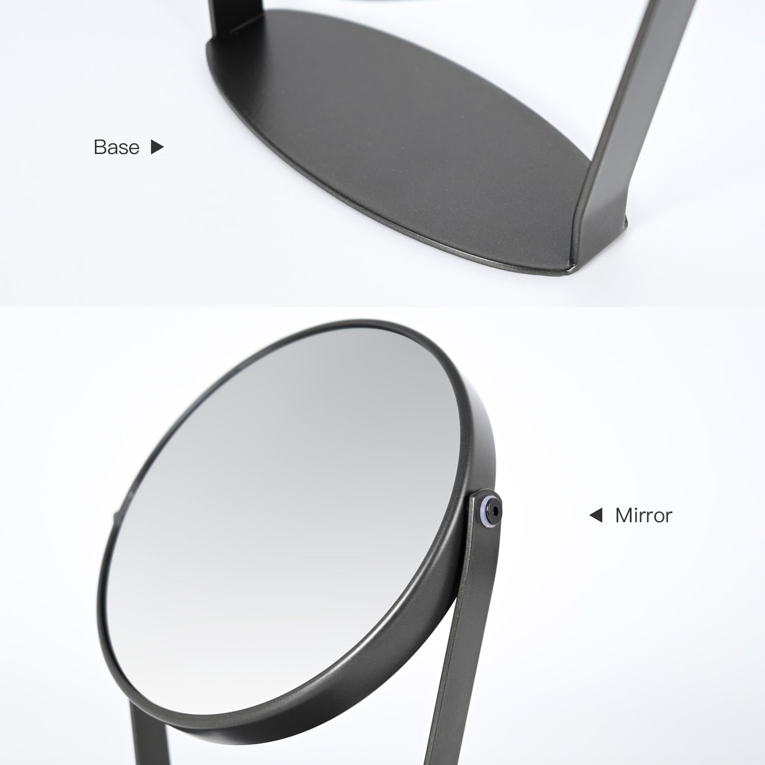5X Magnifying Makeup Mirror with Light, 6 Inch Double Sided Vanity Mirror - 1X/5X Magnification, Adjustable Black Metal Tabletop Mirror for Makeup, Skincare, Shaving & Grooming - Perfect for Bathroom, Bedroom & Dressing Table
