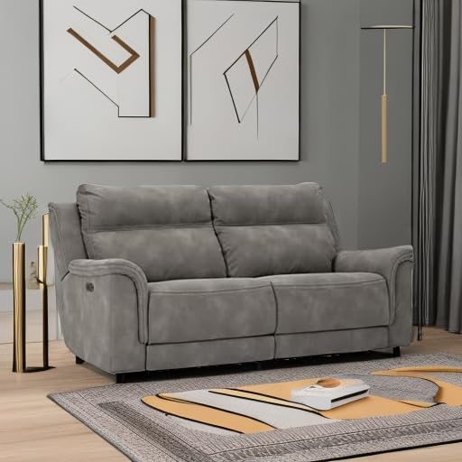 Ashley Next-Gen DuraPella Faux Leather Power Recliner Sofa with USB Charger - Zero Wall Reclining, Slate Gray - Perfect for Small Spaces & Home Theater Seating