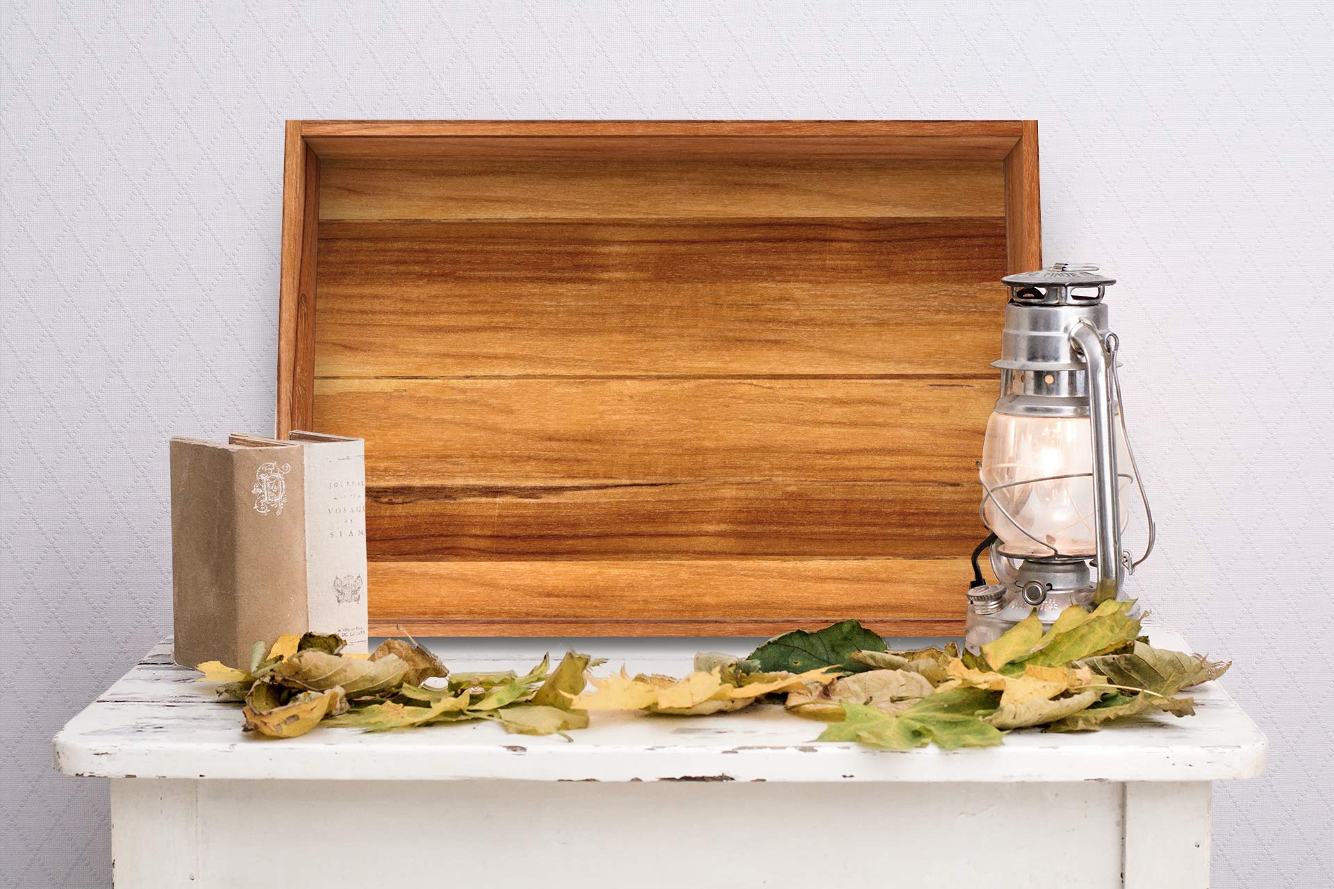 Handcrafted Teak Wood Serving Tray with Handles - Elegant Housewarming, Kitchen & Baking Gift for Women - Perfect for Entertaining, Breakfast in Bed & Home Decor