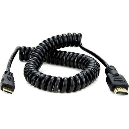 Atomos Coiled Mini HDMI to HDMI Cable 6.6ft (2m) - Durable 4K High-Speed HDMI Cord for Cameras, Monitors & DSLRs - Perfect for Vlogging, Live Streaming & Studio Setups