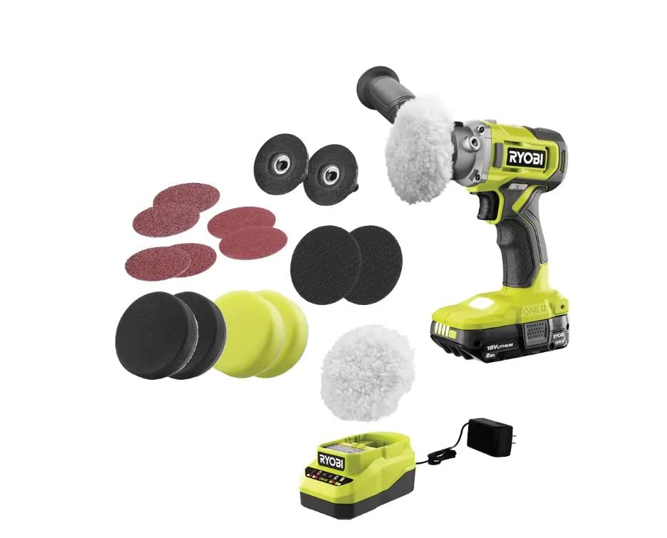 ONE+ 18V Cordless 3-Inch Detail Polisher & Sander Kit with 2.0Ah Battery, Charger & 8-Piece Accessories - Perfect for Auto Detailing, Woodworking & DIY Home Projects
