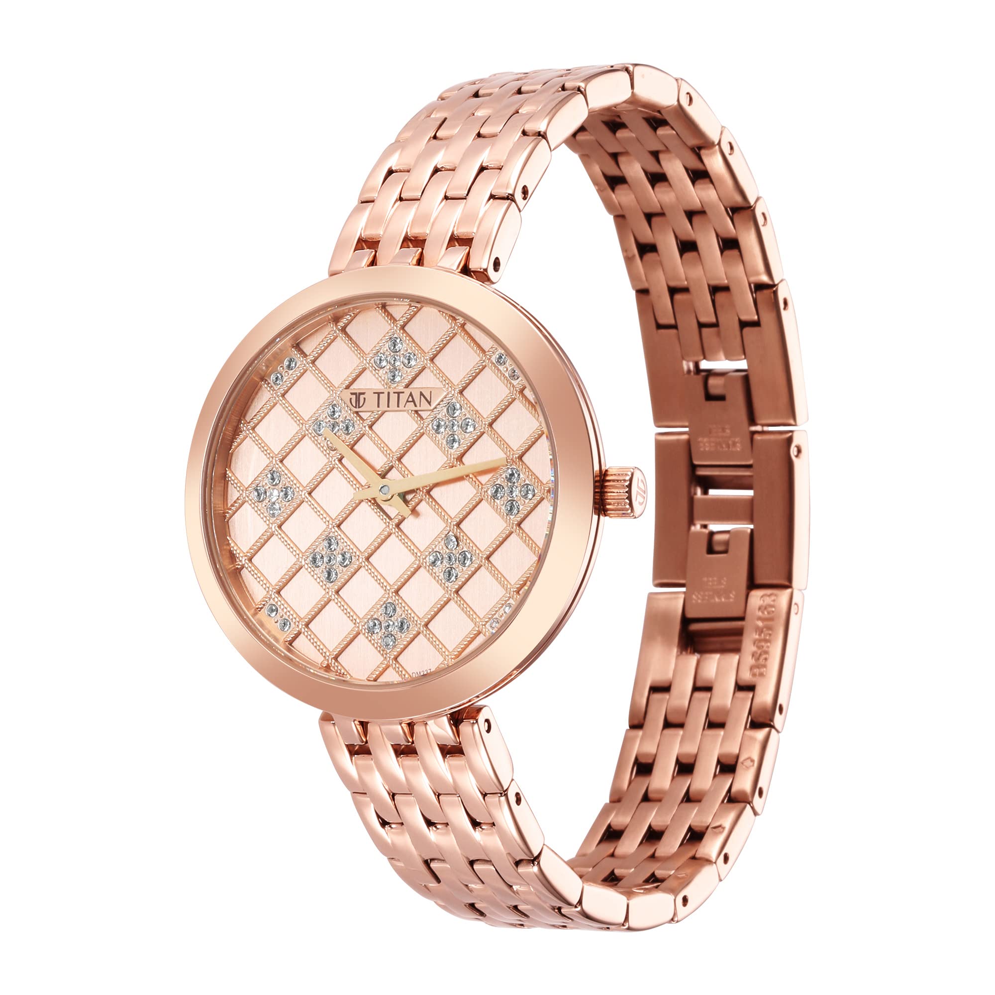 Titan Women's Rose Gold Stainless Steel Watch - Elegant Analogue Dial & Band for Casual, Office & Special Occasions