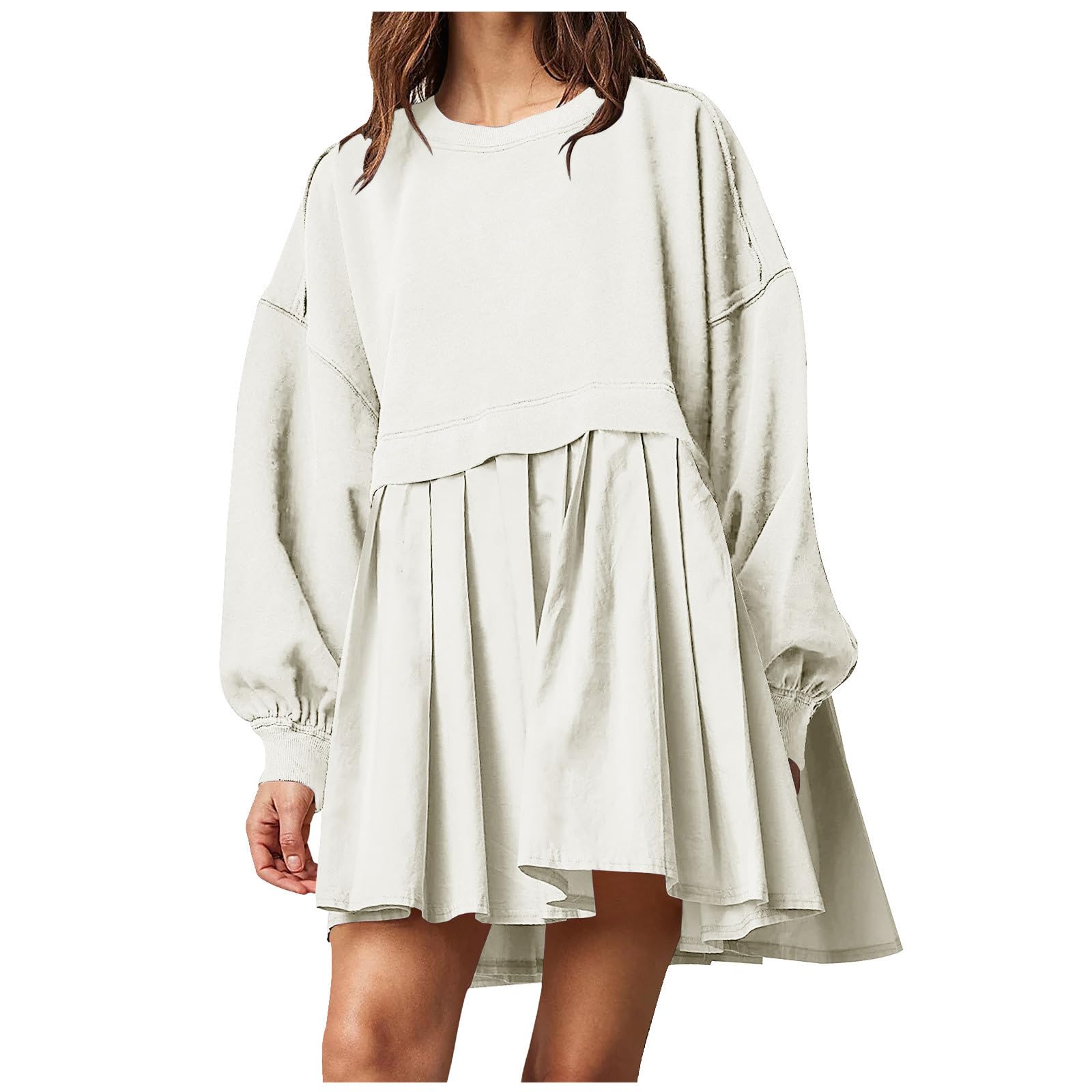 2024 Women's Spring Dresses - Loose Fit Long Sleeve Sweatshirt Dress for Casual Outings