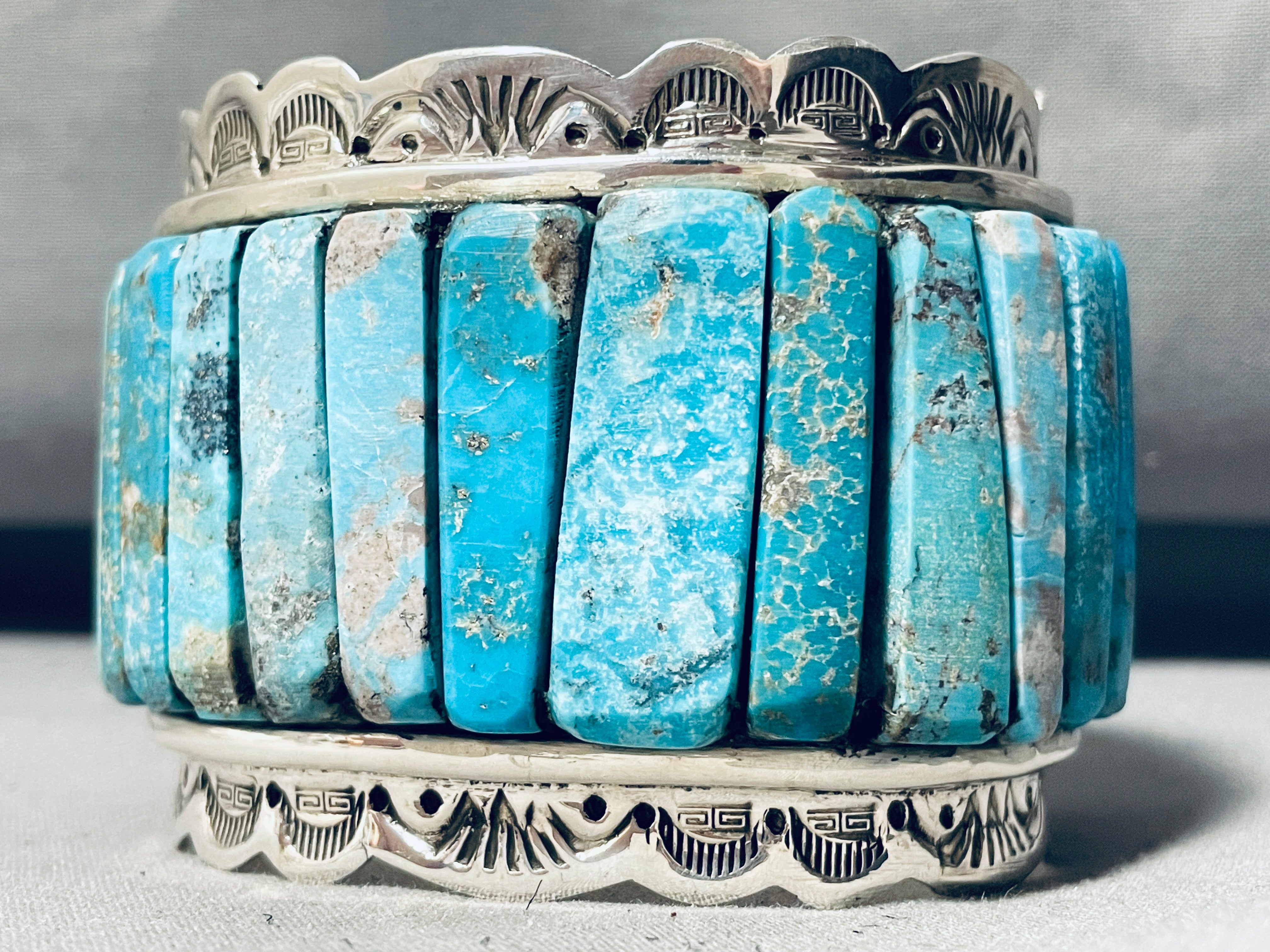 Authentic Navajo Sterling Silver Turquoise Inlay Bracelet - 158g Heavy Native American Jewelry for Women - Perfect for Boho Fashion, Gift Giving & Special Occasions