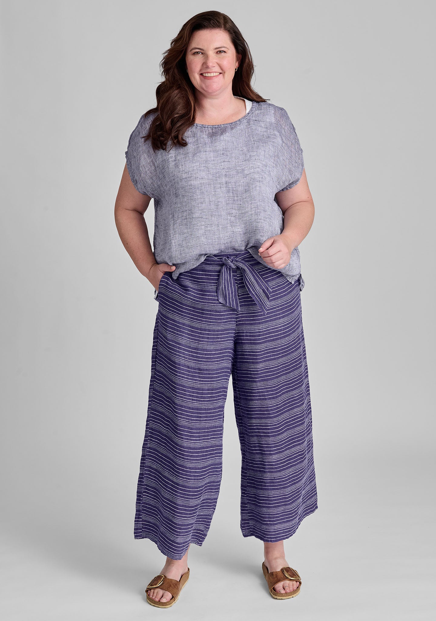 Obi Pant Linen Tie Pants for Women - Comfortable High Waisted Loose Fit Trousers for Summer, Beach, Yoga and Casual Wear