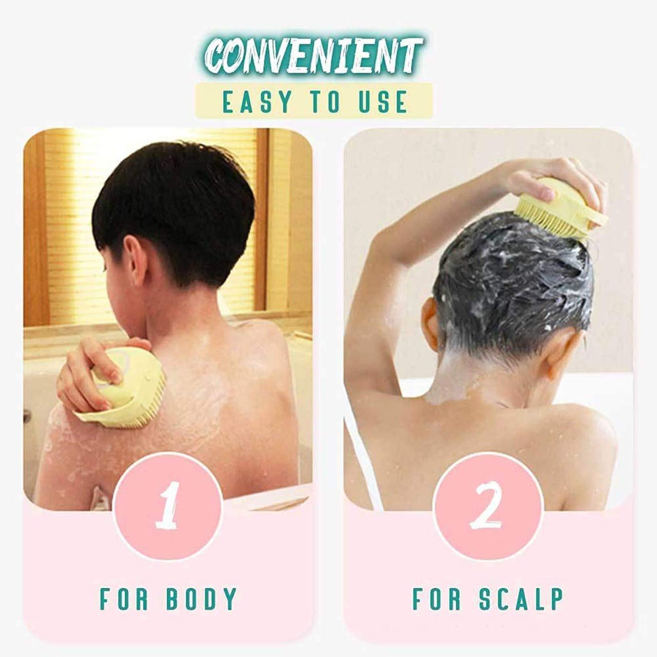 Exfoliating Silicone Bath Brush with Soap Dispenser - Soft Shower Scrubber for Body Massage & Skin Care | Perfect for Men, Women & Kids | SPA, Exfoliation & Relaxation at Home