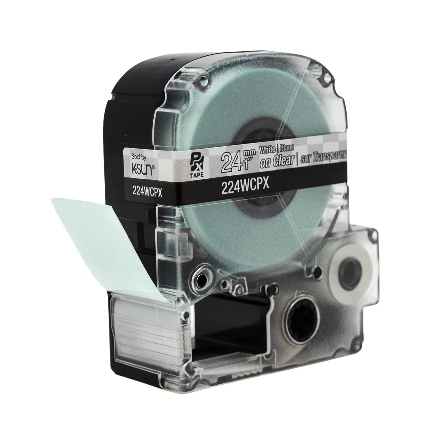 Epson LABELWORKS 224WCPX PET (Polyester) White on Clear Label Maker Tape - 1