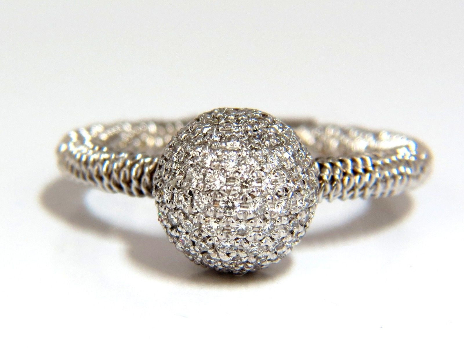 0.76ct Diamond Bead Set Ball Ring in 18K Gold with Coil Wire Wrapped Shank (G/VS) - Elegant Jewelry for Weddings, Anniversaries & Special Occasions