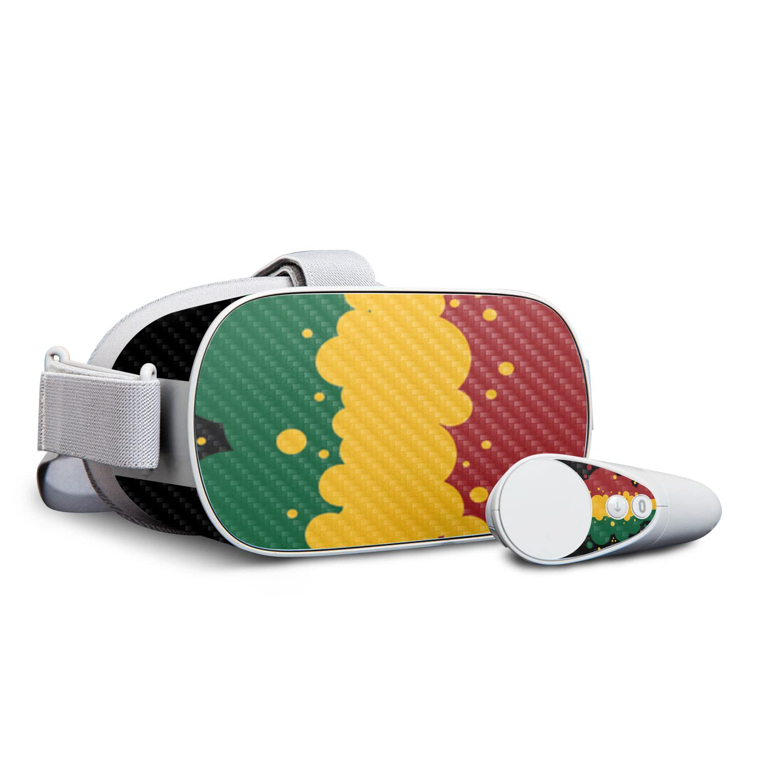 MightySkins Carbon Fiber Skin for Oculus Go - Rasta Flag Design | Protective & Durable Textured Cover | Easy to Apply & Remove | Made in USA | Perfect for Gaming & VR Protection