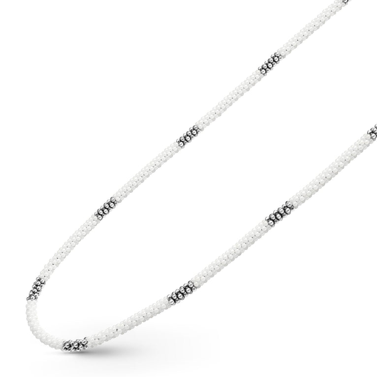 Elegant 3mm Silver Ceramic Beaded Necklace for Women - Perfect for Casual Wear, Office & Special Occasions