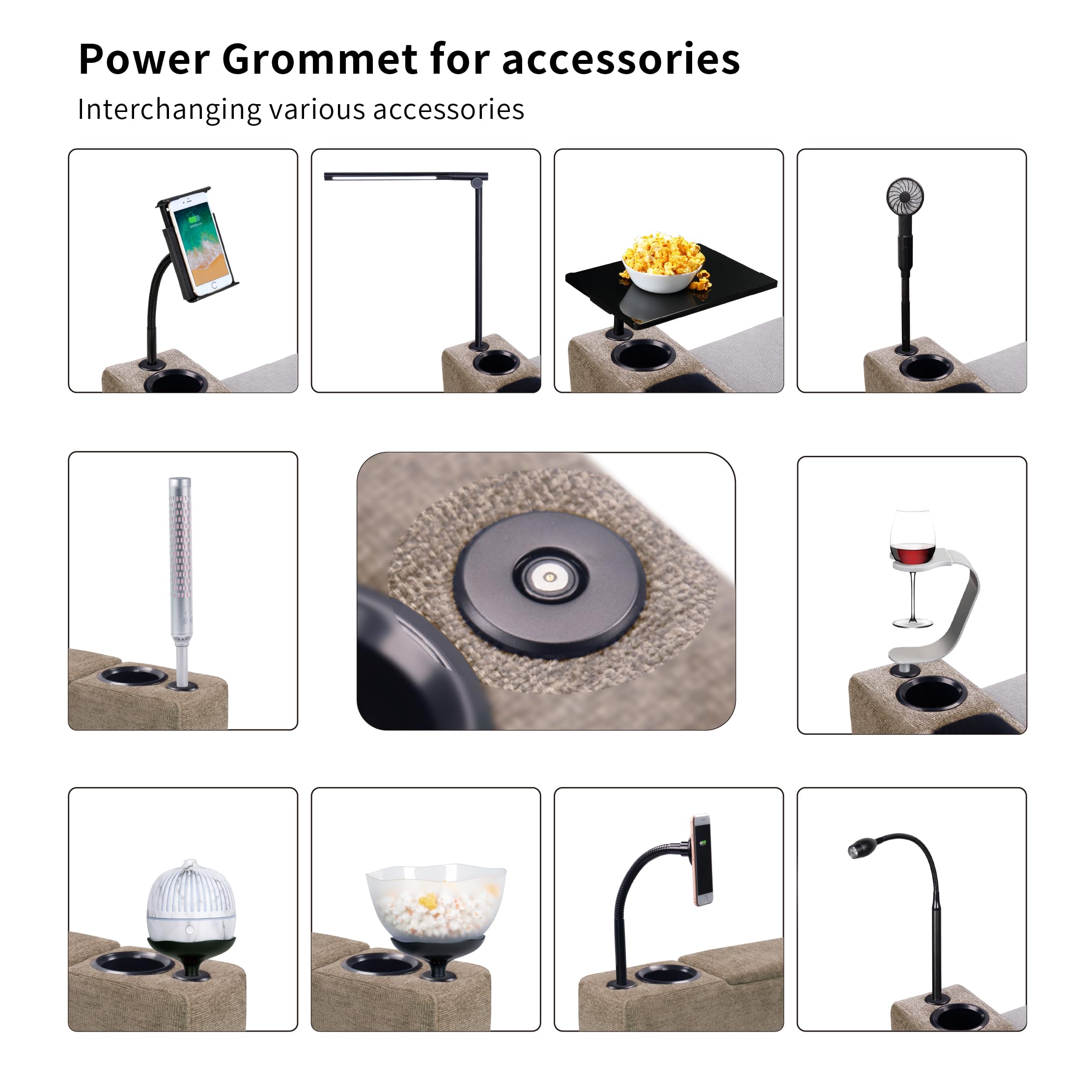 Multifunctional Sofa Armrest with Wireless Charger & Storage - Removable Couch Caddy with LED Reading Light - Perfect for Living Room, Bedroom & Office Use