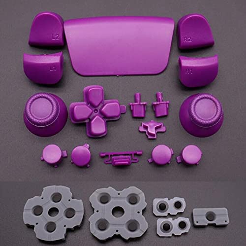 Premium Replacement Silicone Rubber Conductive Pad & Complete Joystick Set (D-Pad, R1/L1, R2/L2 Triggers, Bumpers, ABXY Buttons) for Sony PS5 Controller - Purple | Enhanced Gaming Performance & Precise Control for PS5 Controllers