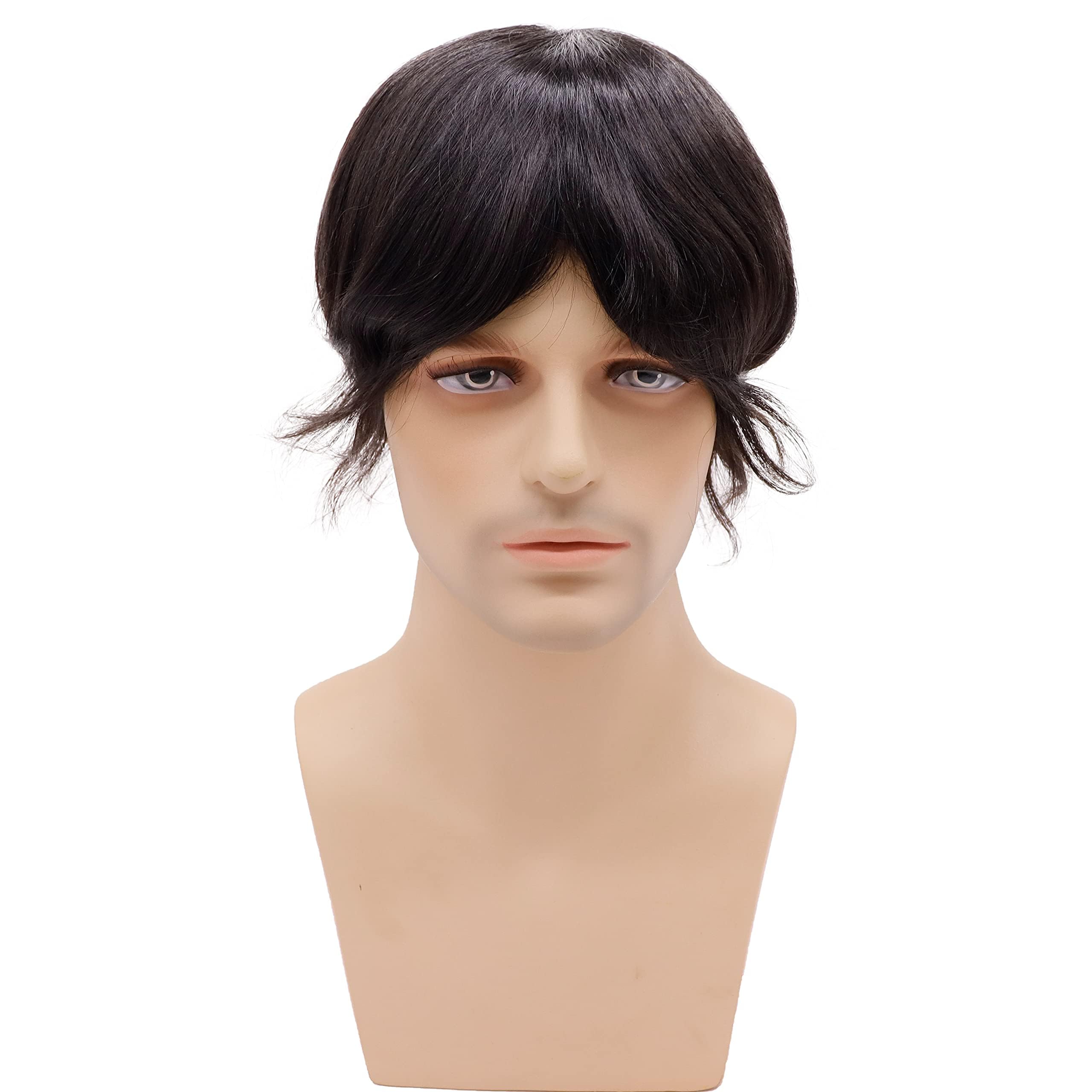 Premium Mono Human Hair Toupee for Men - 6x8 Inch Poly Skin Base, Monofilament Wig System (#2 Darkest Brown) | Natural Look for Thinning Hair & Baldness Cover | Perfect for Daily Wear, Work & Social Events