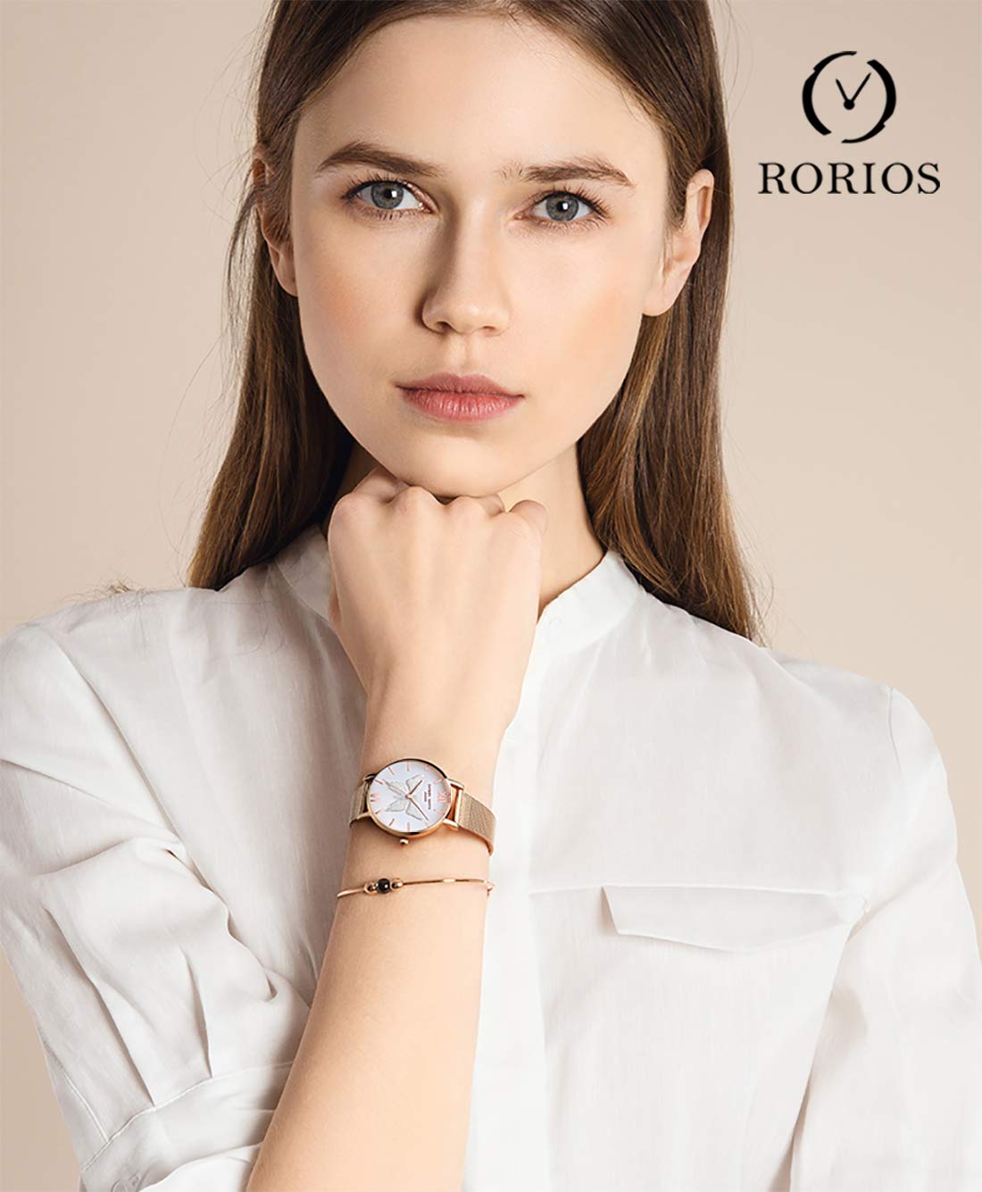 RORIOS Women's Stainless Steel Mesh Strap Watch with Butterfly Dial - Elegant Analog Quartz Wristwatch for Ladies | Perfect for Office, Party & Everyday Wear
