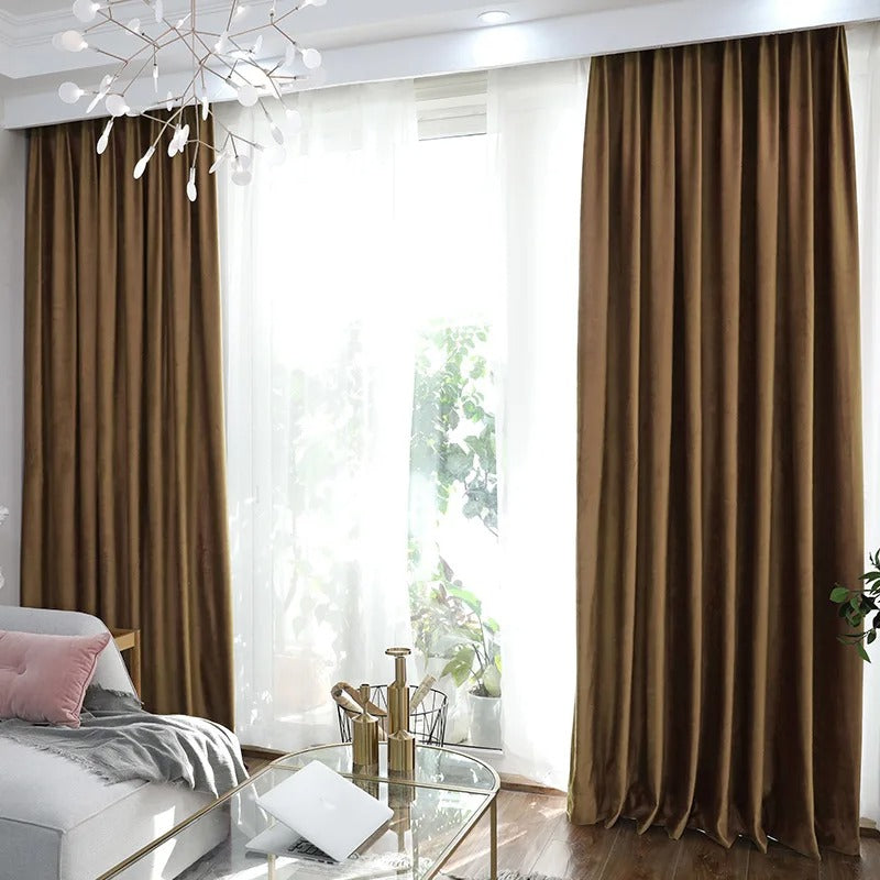 Jason Modern Plain Blackout Insulated Fire Retardant Curtains - Coffee Brown Thermal Energy Saving Window Drapes for Bedroom, Living Room & Home Theater
