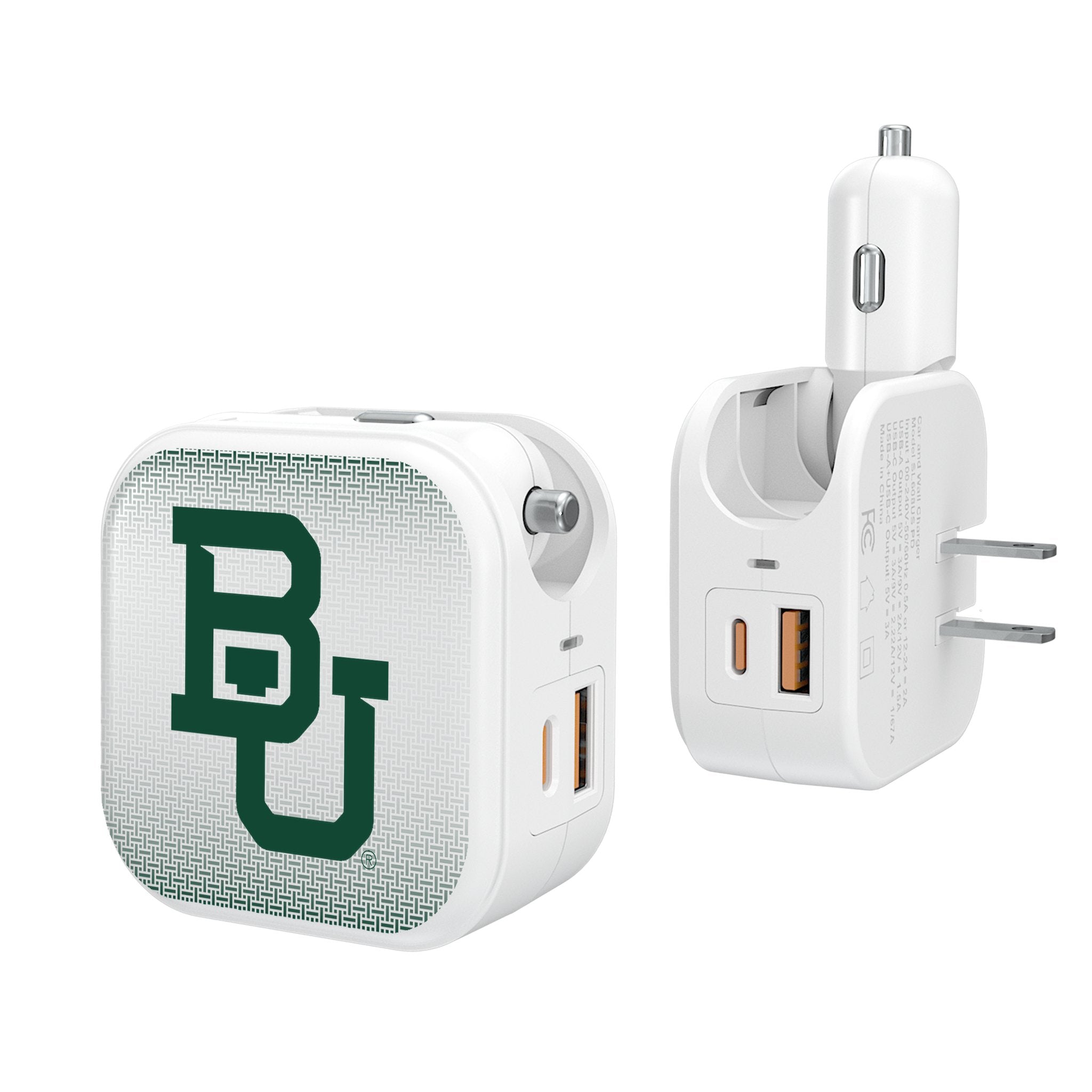 Baylor University Bears Linen 2-in-1 USB Charger - Dual Port Fast Charging Cable for iPhone & Android - Perfect for Dorm, Office & Travel Accessories