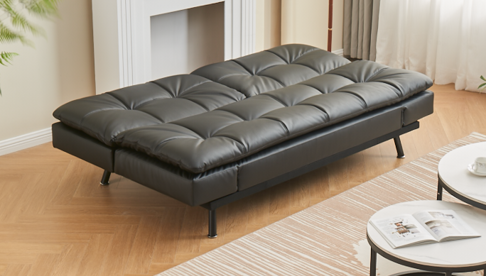 BlackVue Adjustable Sleeper Sofa with Split Back Design, Memory Foam Cushion & Sturdy Steel Legs - Perfect for Small Spaces, Guest Rooms, and Home Offices