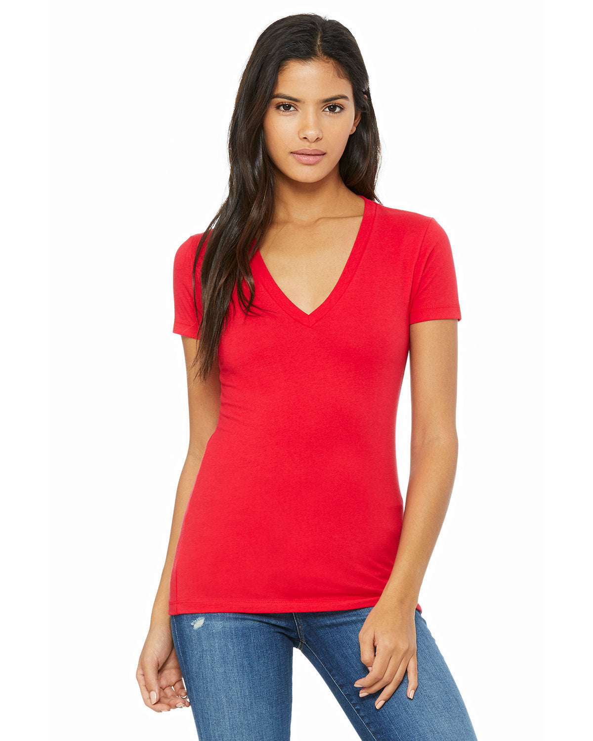 Bella + Canvas B6035 Women's Soft Jersey Short Sleeve V-Neck T-Shirt - Comfortable Casual Tee for Everyday Wear, Workout & Layering