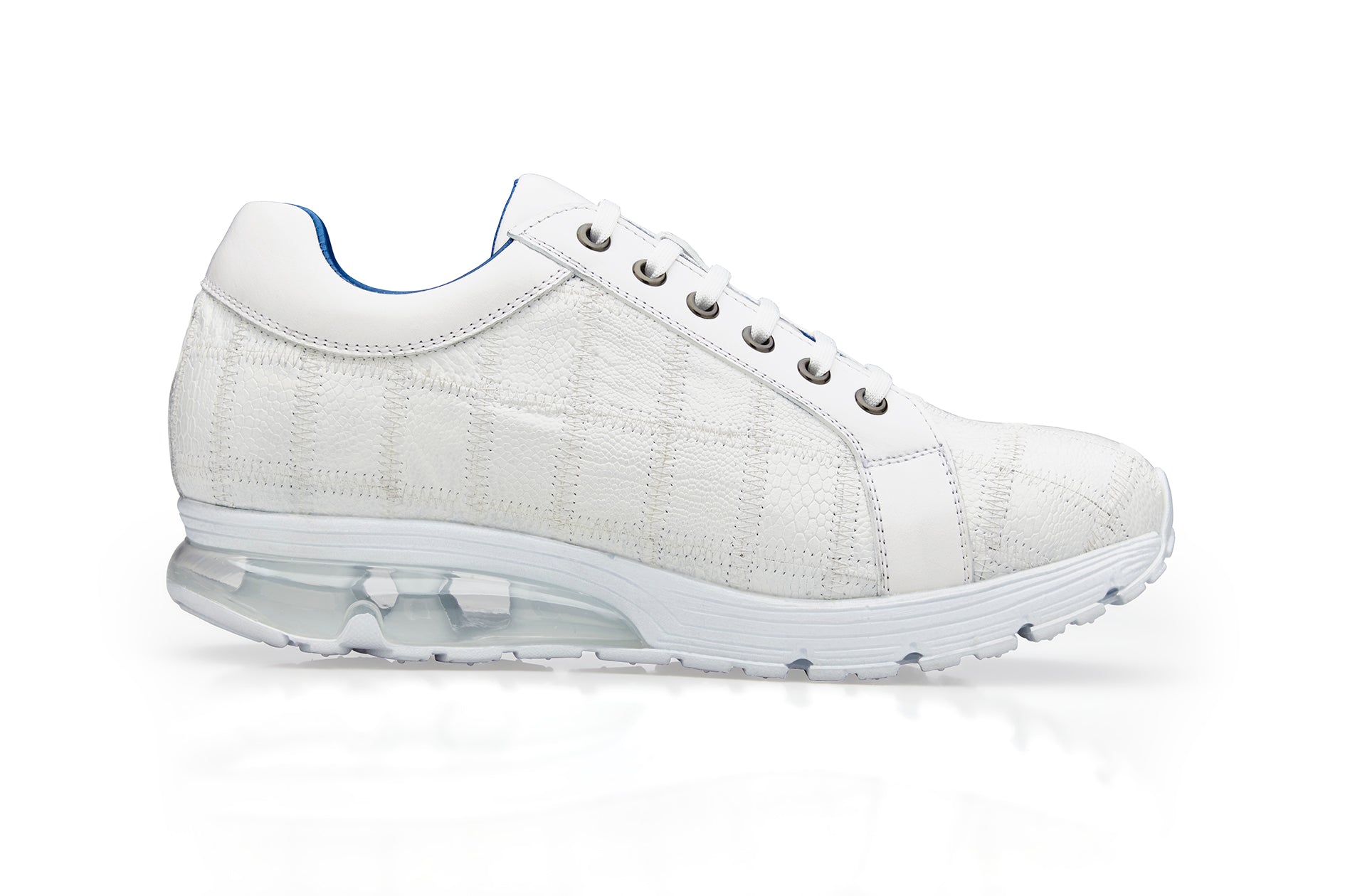 Belvedere Magnus Genuine Ostrich Leather Patchwork Sneakers - White E21 | Stylish Comfort for Casual Wear & Everyday Fashion