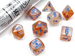 Chessex Lab Dice CHX 30045 - Borealis Rose/Gold Light Blue Polyhedral 7-Piece Dice Set for D&D, RPG, and Tabletop Gaming