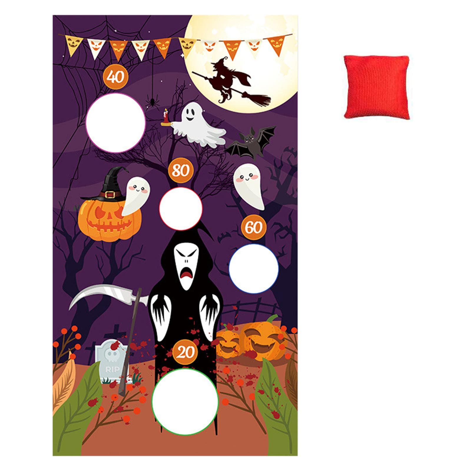 B Baosity Halloween Toss Games Set - Hanging Toss Game Banner for Outdoor Halloween Party Activities - Perfect for Backyard Parties, Carnival Games & Family Fun