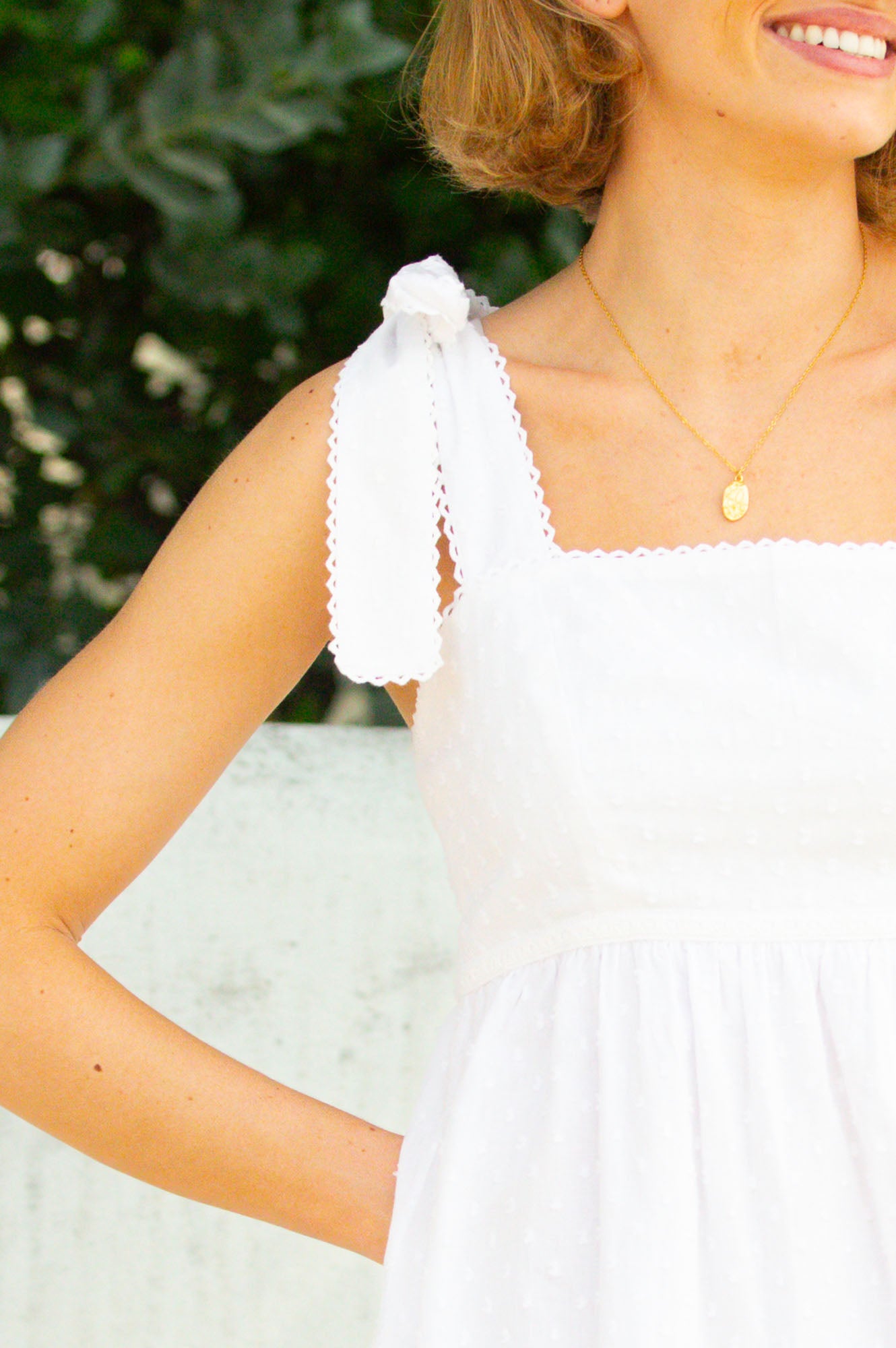 Tabitha Organic Cotton Dobby Short Dress for Women | Breathable Summer White Dress | Perfect for Beach Vacation, Brunch & Casual Outings