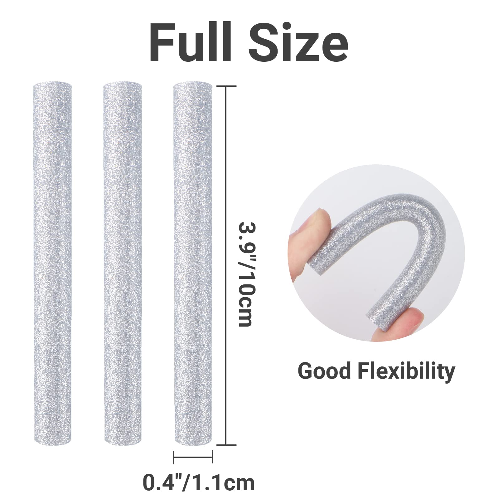 ENPOINT 36pcs Silver Glitter Hot Glue Sticks - 3.93 x 0.43 Inch Full Size Melt Adhesive for DIY Crafts, Woodworking, Office Projects & Home Repairs - Perfect for Scrapbooking, Holiday Decorations & Sealing Projects