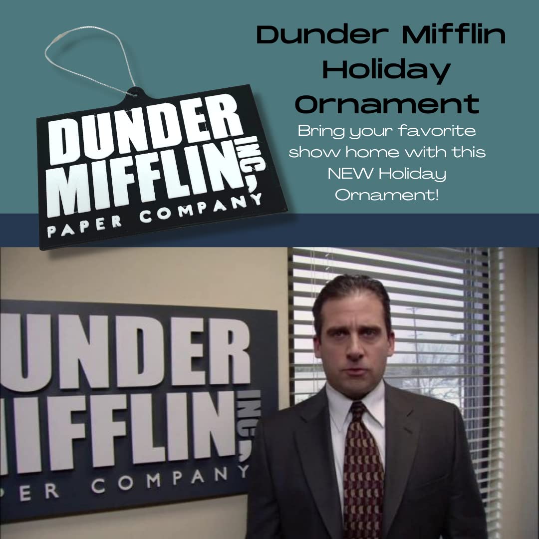 Dunder Mifflin Holiday Ornament - The Office Fan Gift - 3D Raised Letter Christmas Tree Decoration - Premium Office-Themed Collectible - Perfect for Holiday Decor, White Elephant Gifts & TV Show Merchandise