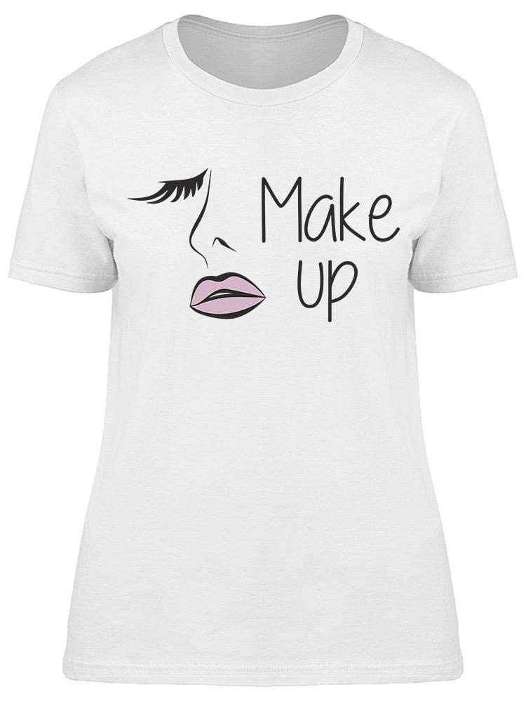 Women's Simple Design Makeup Graphic Tee - Casual Comfort T-Shirt for Everyday Wear, Street Style & Lounge Outfits