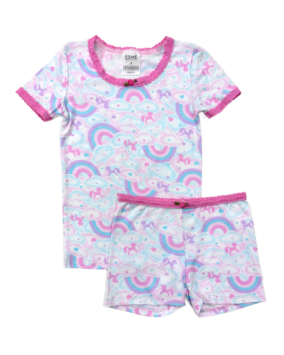 Magical Unicorn Sky Short Sleeve Pajama Set for Women & Girls - Soft & Comfortable Sleepwear for Bedtime, Lounging & Sleepovers