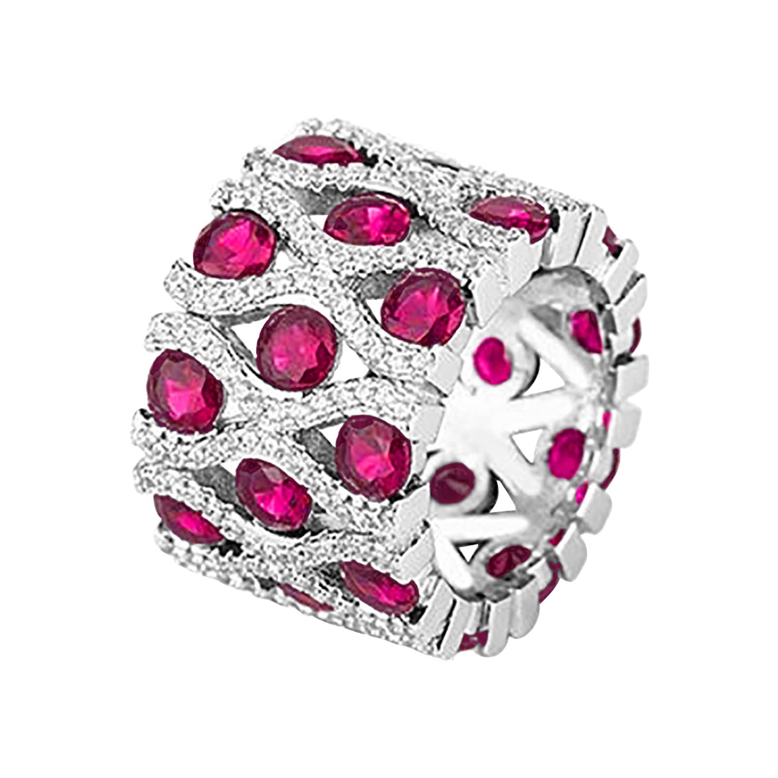 Women's Spinner Band Ring - 925 Sterling Silver Wide Eternity Wedding Band with Cubic Zirconia Stones | Elegant Stackable Jewelry Gift for Anniversary, Engagement & Everyday Wear