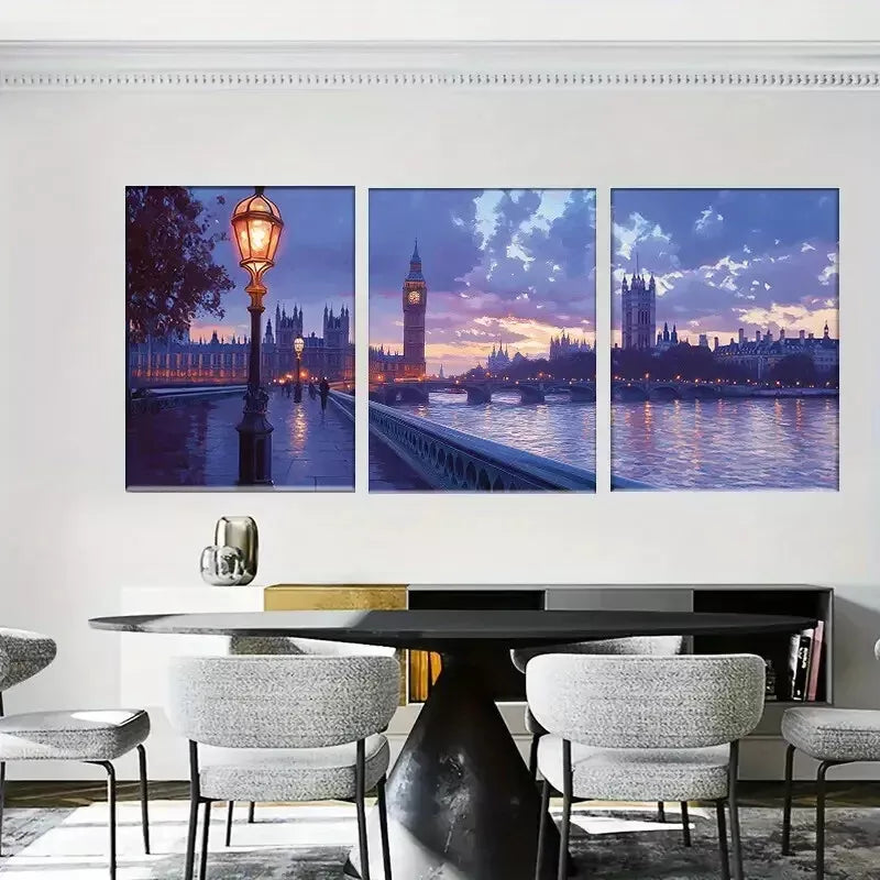 3-Piece London Big Ben & Westminster Bridge Sunset Wall Art Set - Framed Canvas 40x60cm - High Quality Print - 100% Australian Made - Ready to Hang - Perfect for Living Room, Bedroom & Office Decor