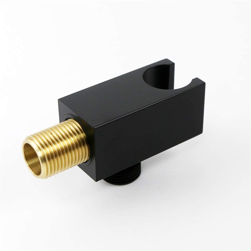 Wall Mount Shower Wand Holder with Hose Connector - Matte Black Handheld Shower Head Bracket for Bathroom & Shower System | Perfect for Spa-Like Experience & Easy Shower Cleaning