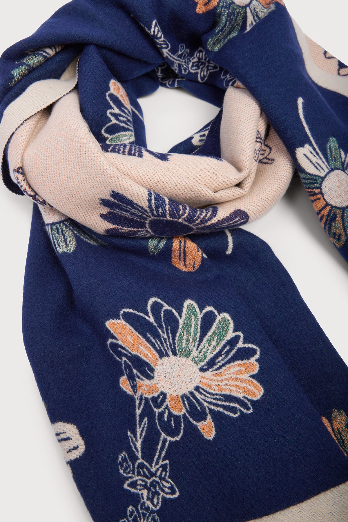 Floral Daisy Reversible Scarf - Lightweight Womens Fashion Accessory for Spring & Summer Outfits - Perfect for Office, Travel and Casual Wear