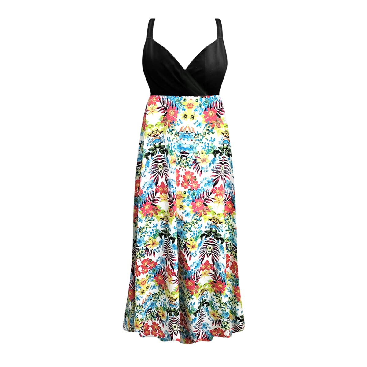Sanctuarie Designs Plus Size Hawaiian Floral Print Empire Waist Summer Dress for Women | Beach Vacation, Luau Party & Tropical Getaway Outfit