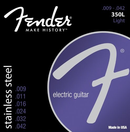 Fender Stainless 350 Electric Guitar Strings - Stainless Steel Ball End, 350L .009-.042 Gauge - Perfect for Rock, Blues & Studio Recording
