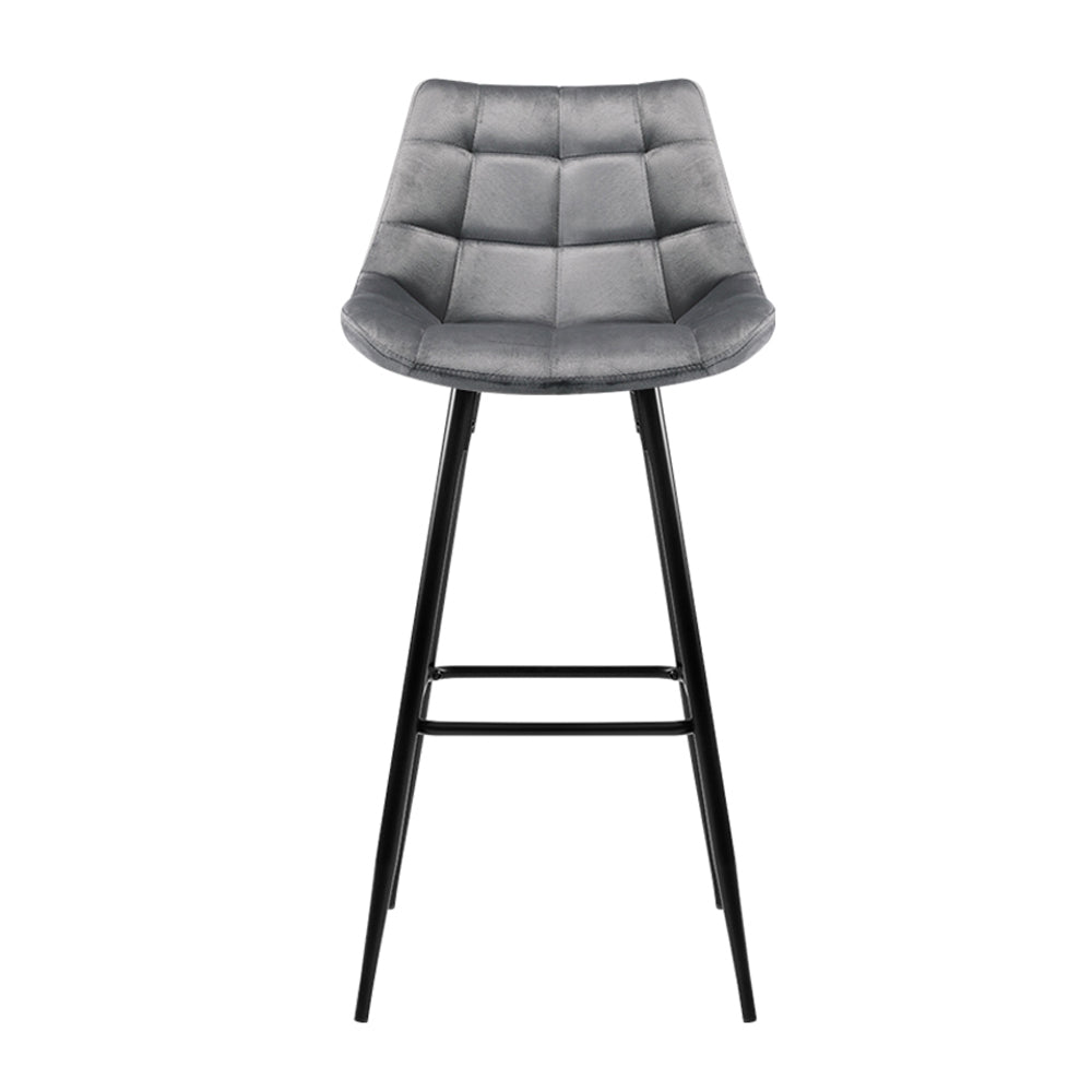 2-Pack Grey Velvet Bar Stools - Modern Kitchen Counter Stools for Dining Room, Bar, or Breakfast Nook - Comfortable & Stylish Seating Solution