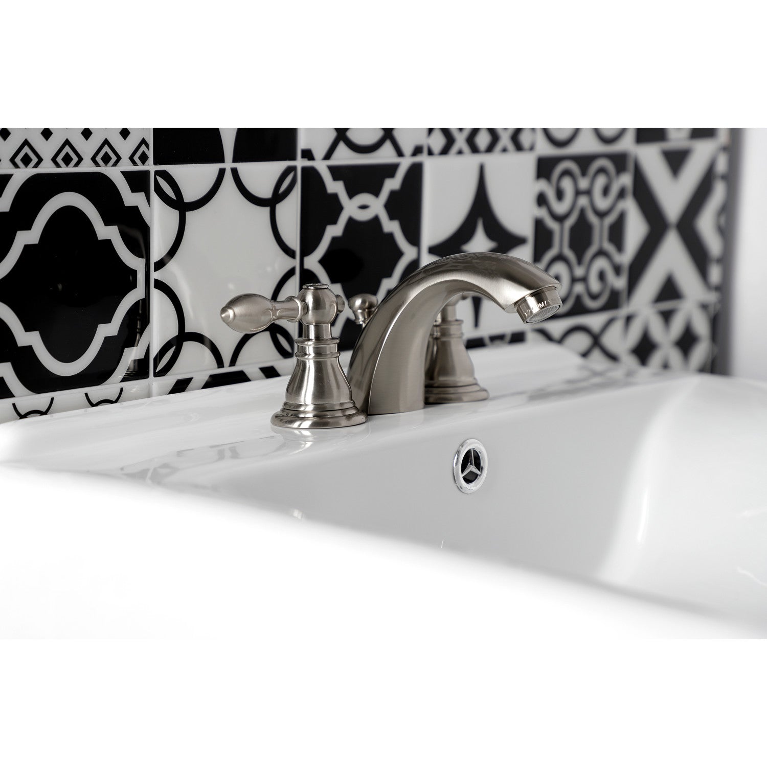 American Classic KB958ACL Brushed Nickel 3-Hole Mini Widespread Bathroom Faucet with Pop-Up Drain - Perfect for Modern Vanities and Small Bathroom Spaces