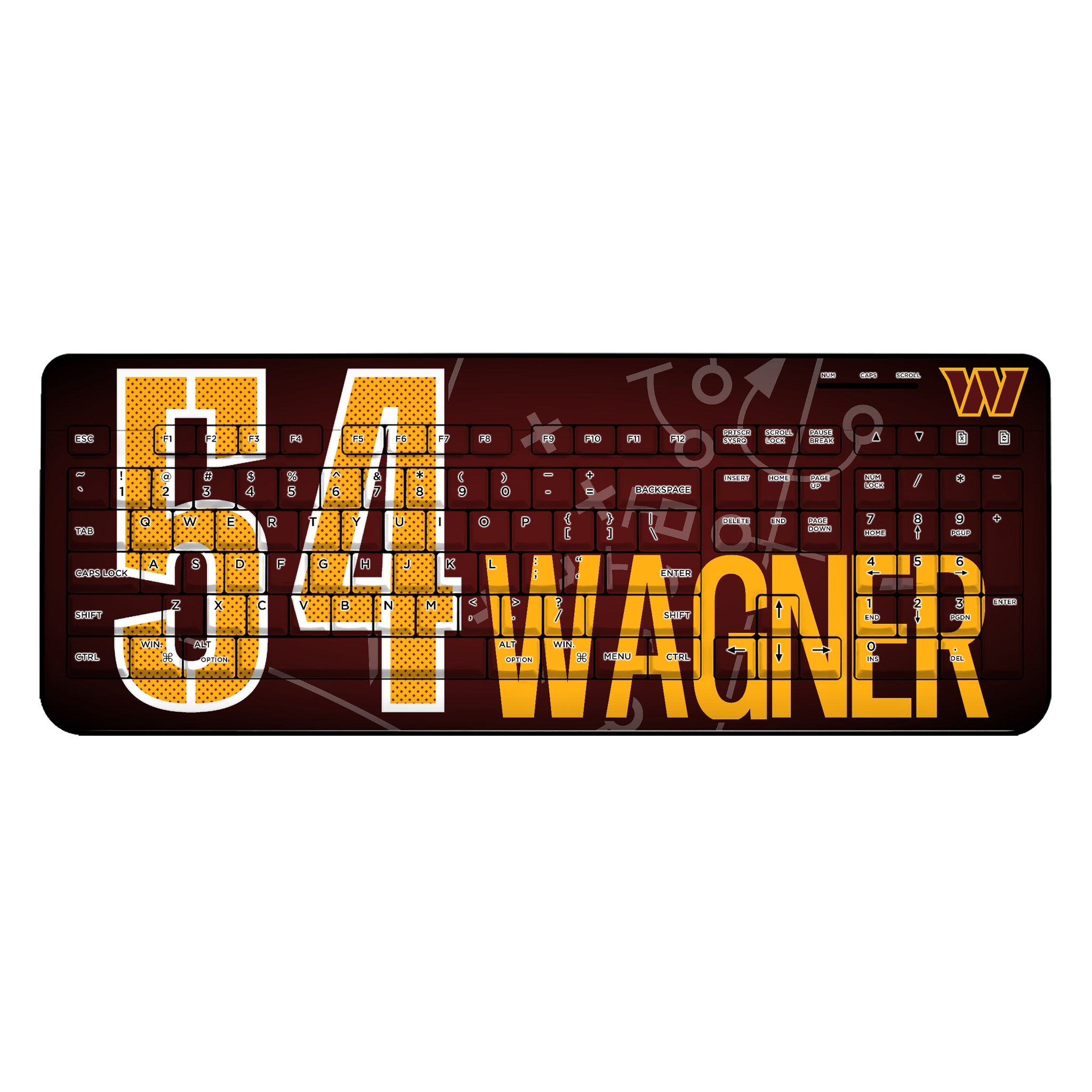 Bobby Wagner Washington Commanders 54 Wireless USB Keyboard - Gaming & Office Use for PC, Laptop, Mac - Fast Typing & Responsive Keys