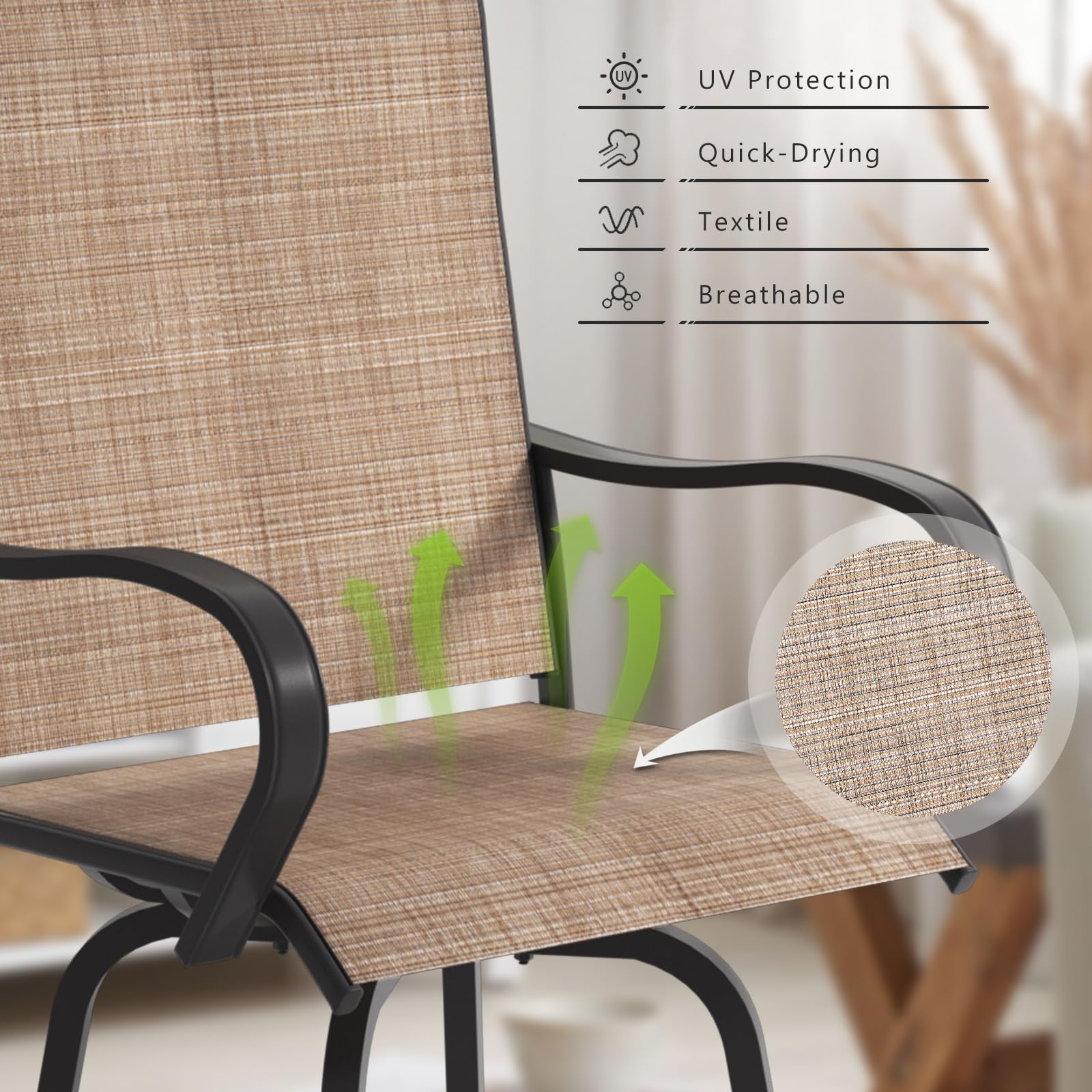 Aoxun 3-Piece Outdoor Swivel Bar Stool Set - 2 Patio Bar Stools with 1 Bar Table, Weather-Resistant Outdoor Dining Set for Backyard, Garden, Balcony & Deck - Perfect for BBQs, Poolside Lounging & Outdoor Entertaining
